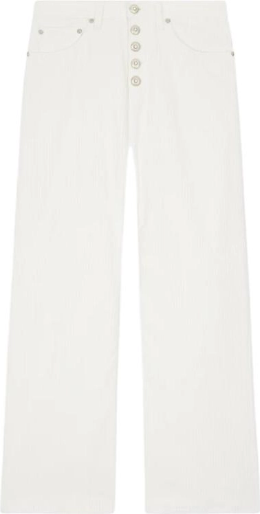 Wide-Leg White Corduroy Pants With Functional Pockets