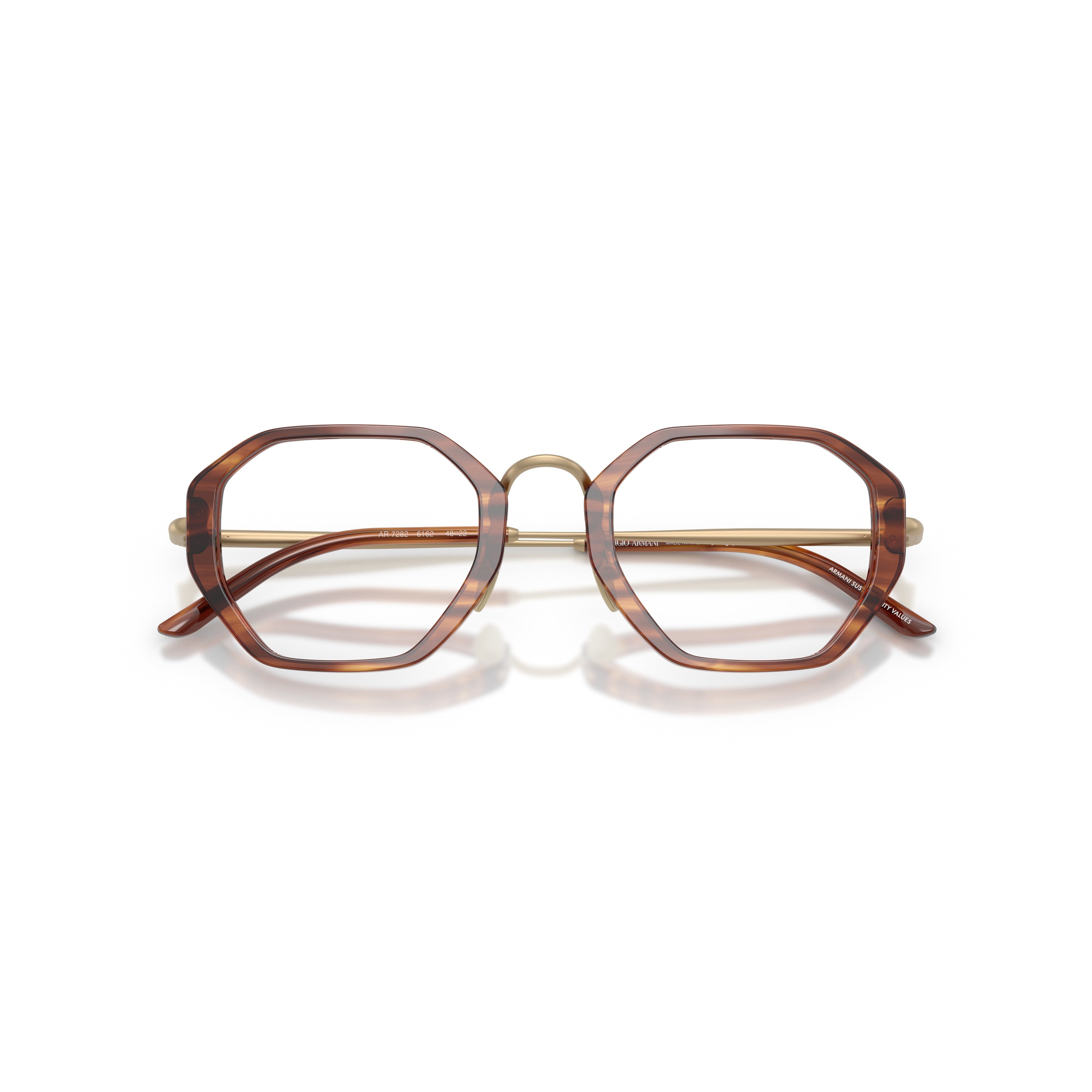0ar7282 Geometric Tortoiseshell Eyeglasses with Gold Accents