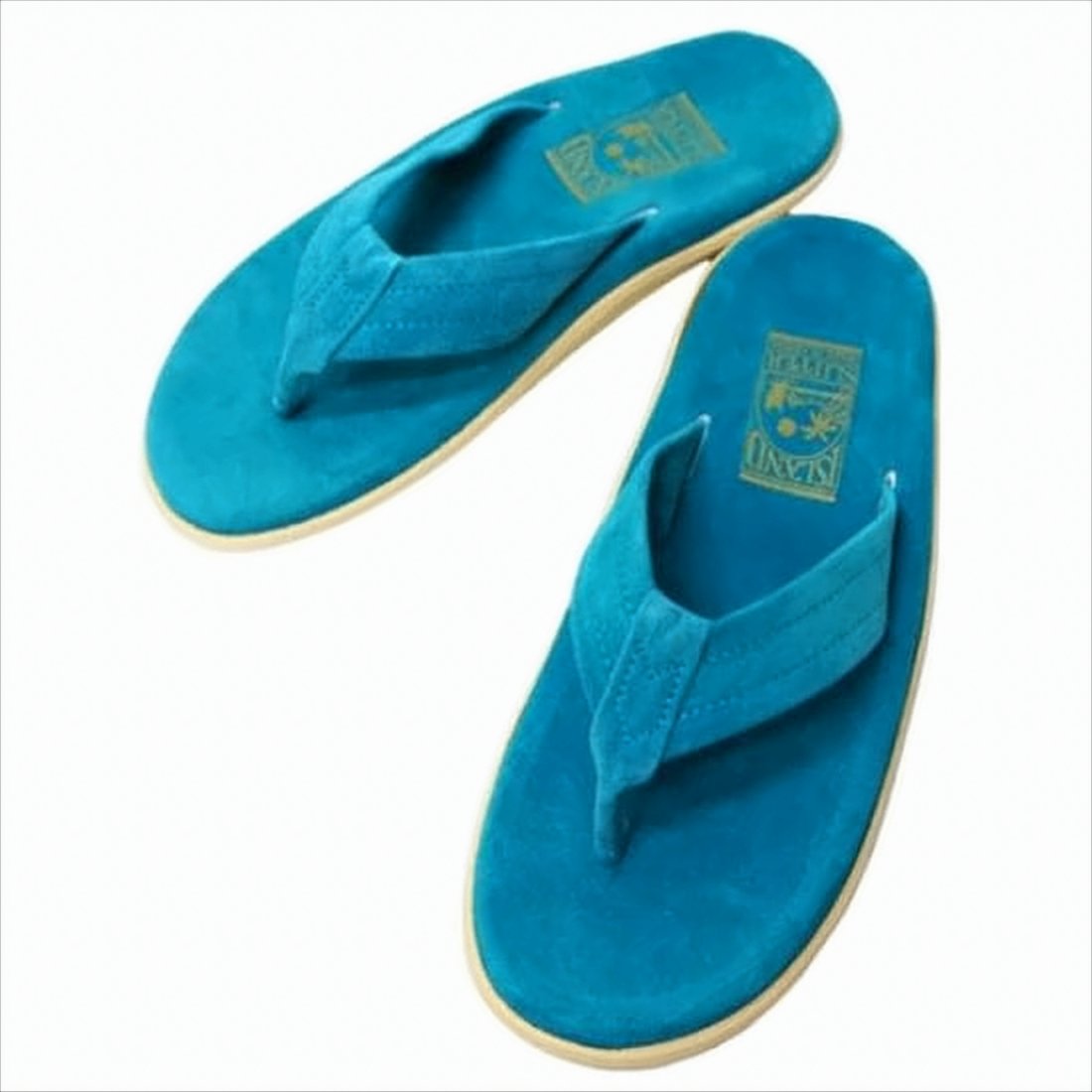Turquoise Suede Slip-On Sandals with Cushioned Footbed