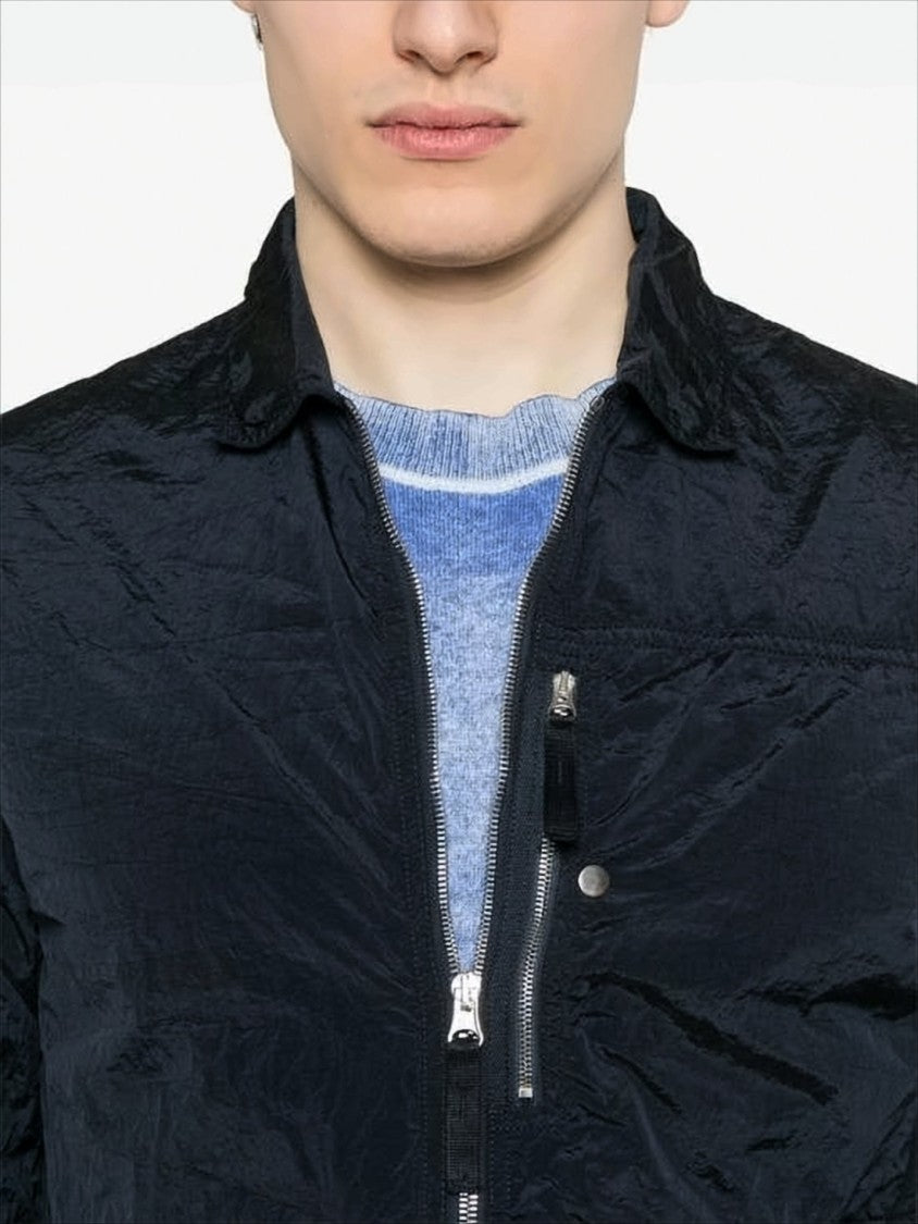 Crinkled Texture Lightweight Black Jacket