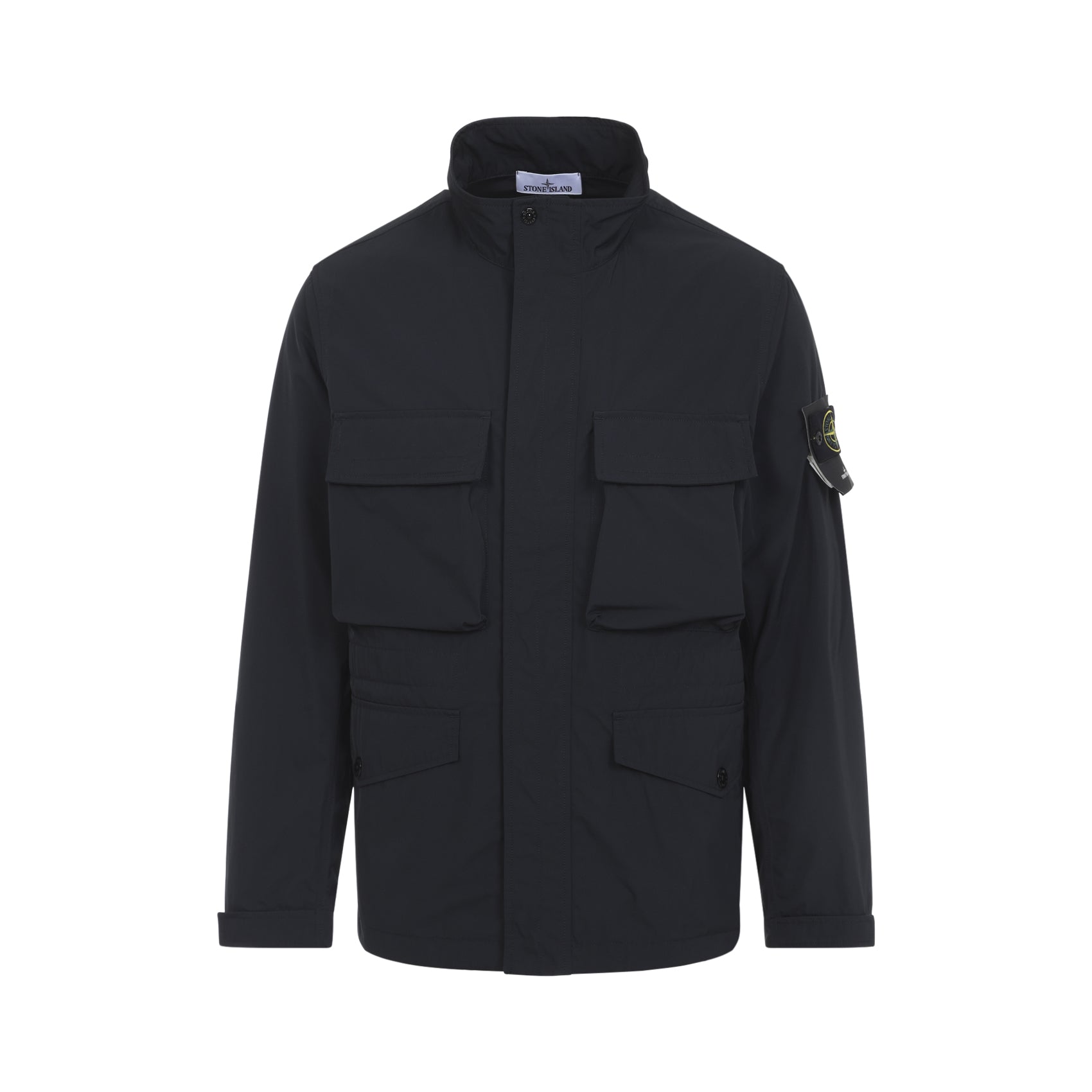 Casual Black Jacket With High Collar
