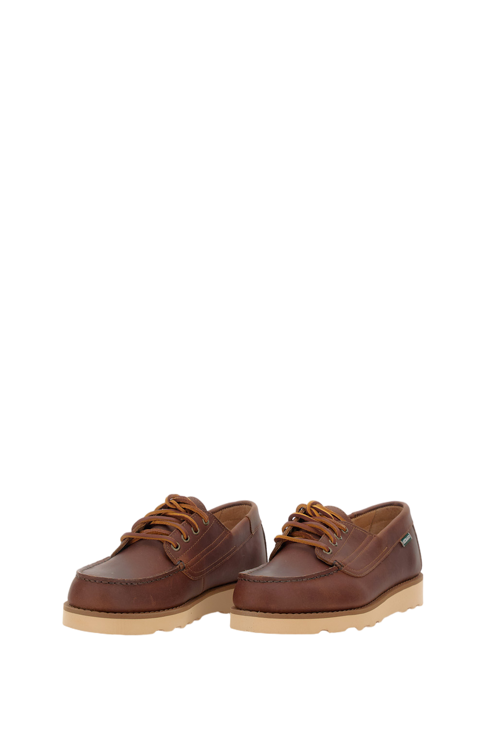 Brown Calfskin Suede Loafers With Moccasin Stitching