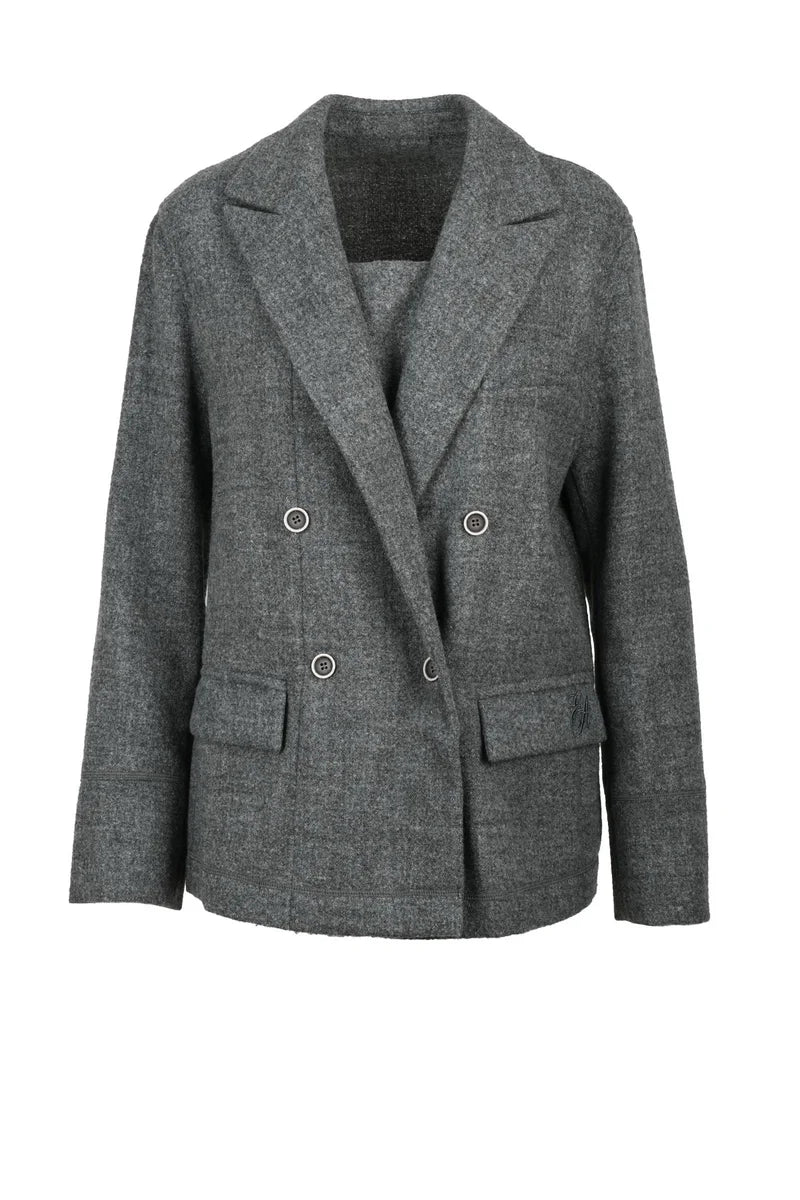 Double-Breasted Jacket Acrylic Wool - Grey