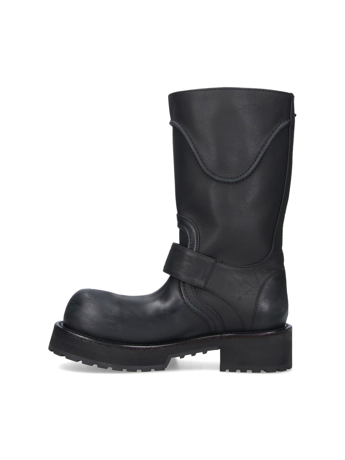 Black Venom Buckles Calf Leather Boots