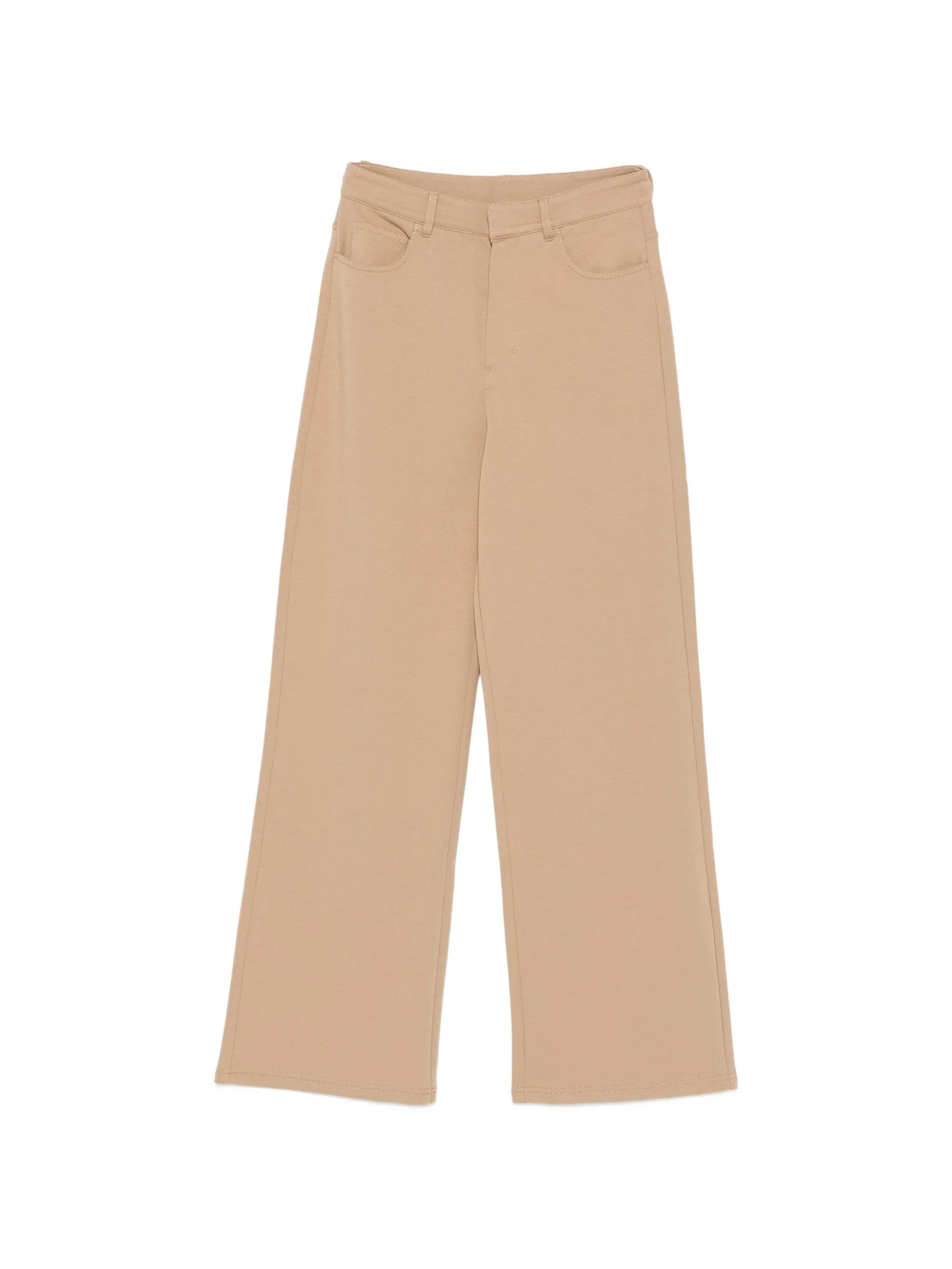 Beige Smmbrioso High-Waisted Wide-Leg Trousers
