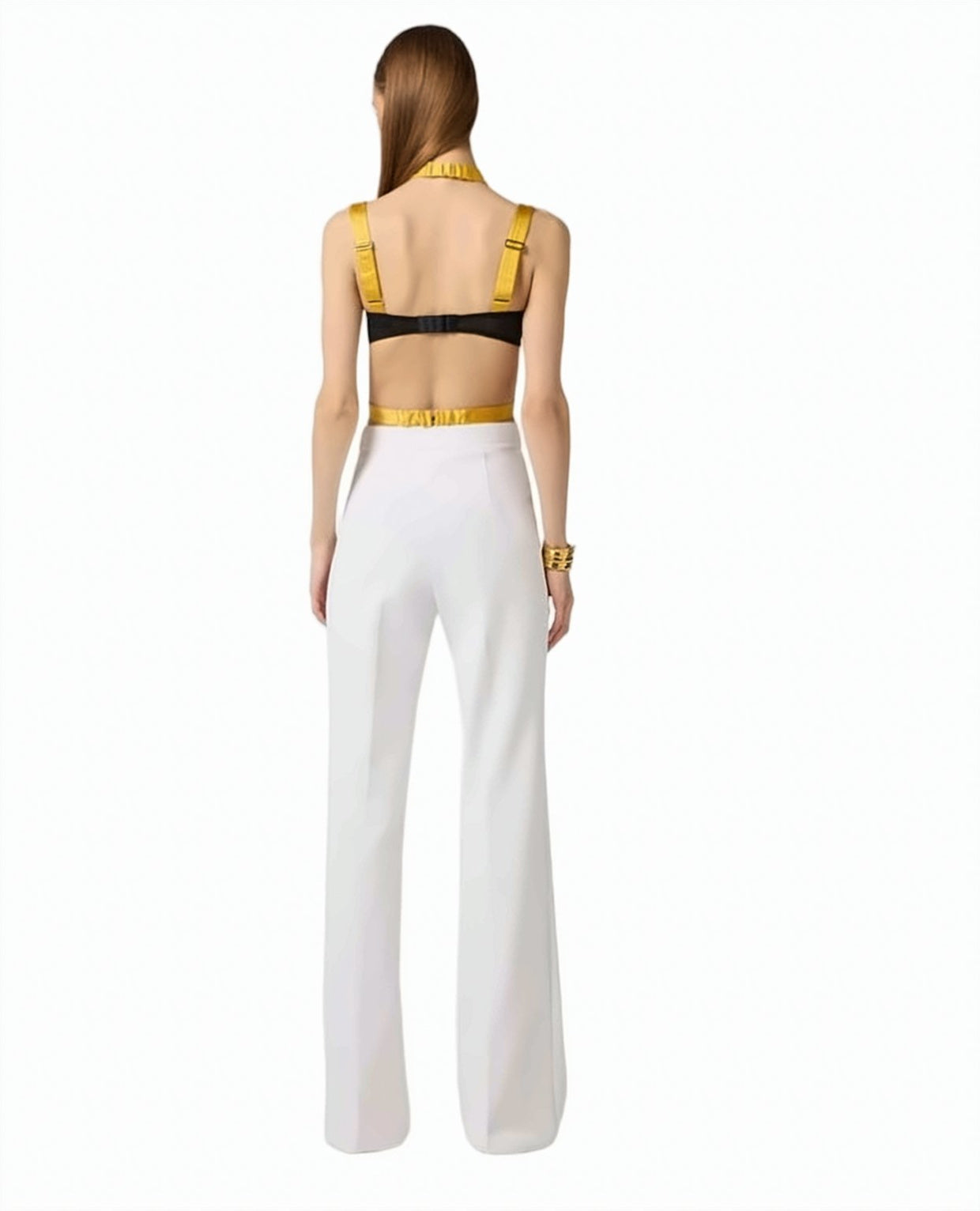 Stretch Crepe Embroidered Trousers