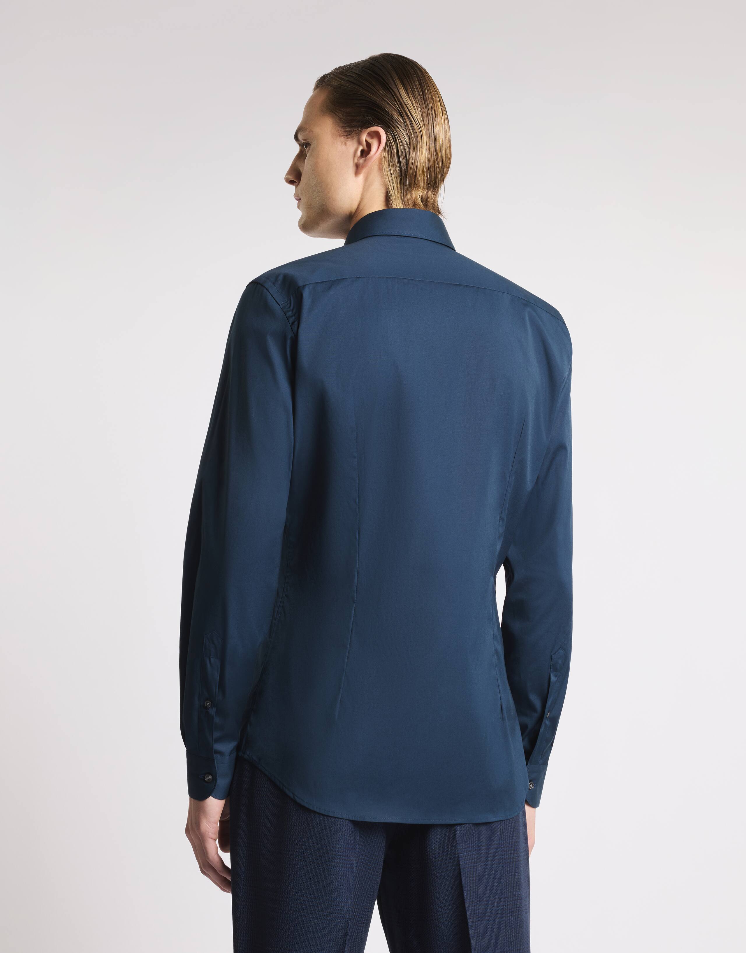 Navy Blue Stretch Fabric Shirt