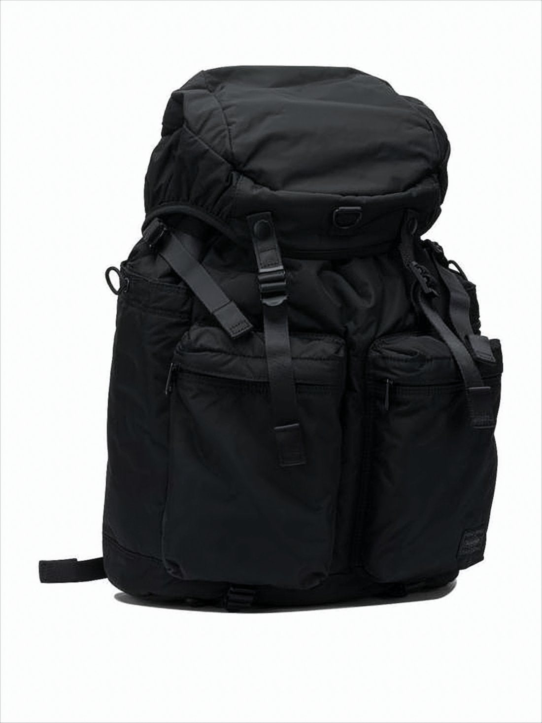 Spacious Black Nylon Backpack With Drawstring Closure