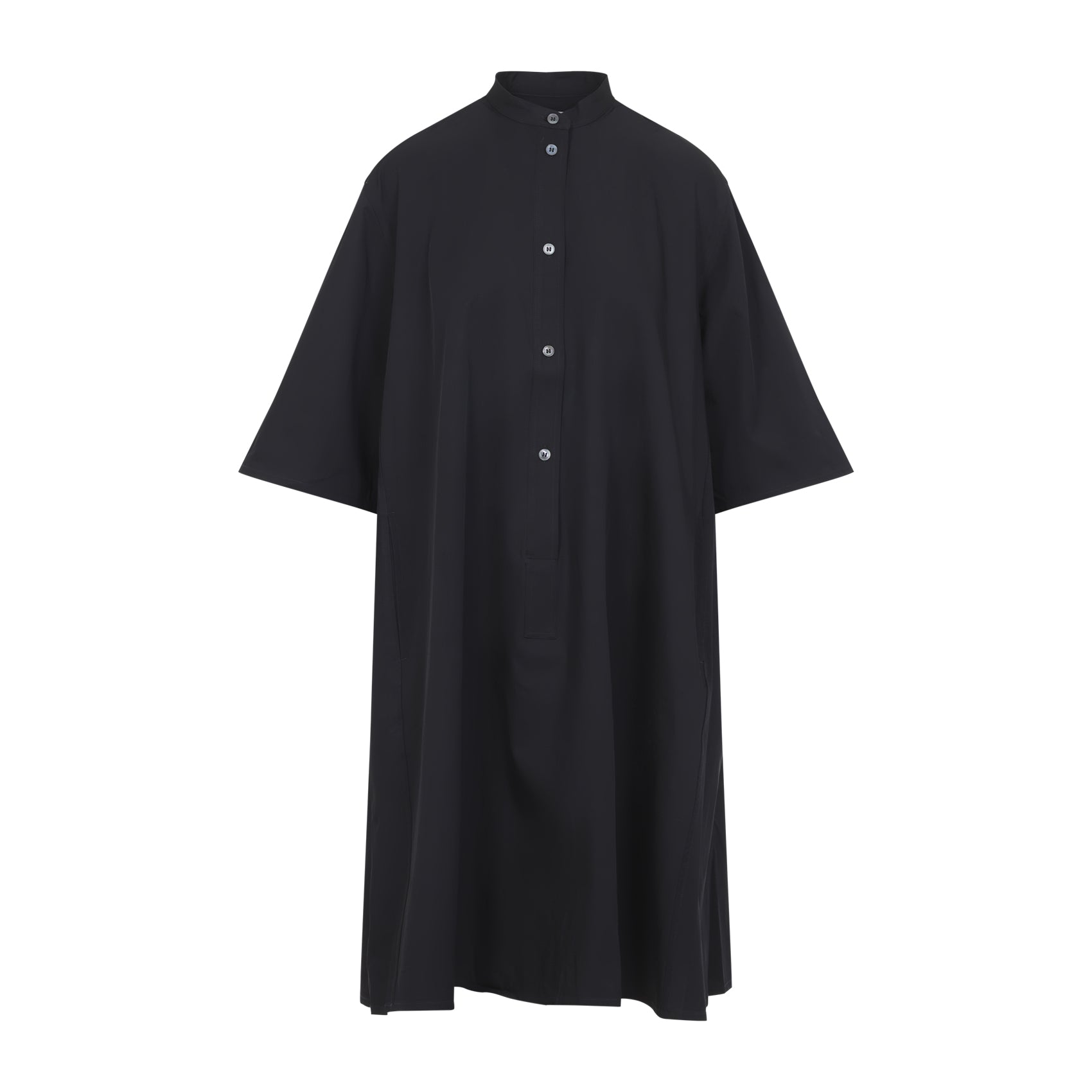 Black Midi Dress With High Collar
