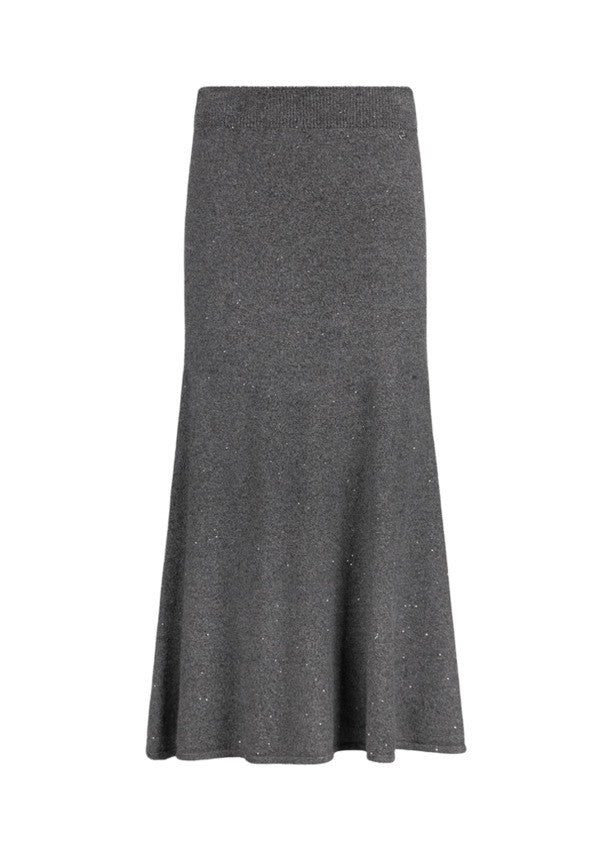 Midi Skirt with All-Over Micro-Sequins