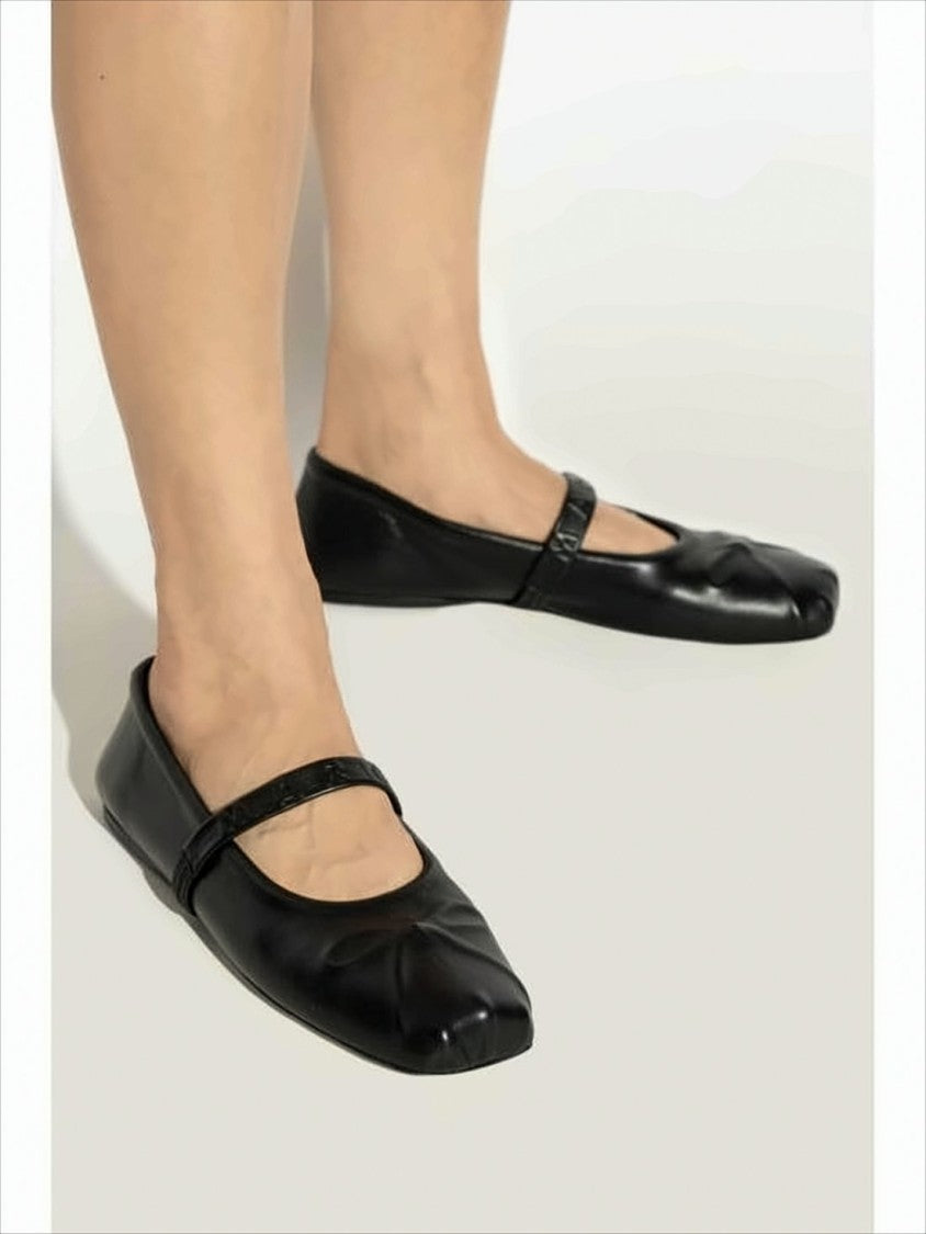 Lambskin Leather Flat Shoes with Embossed Detailing