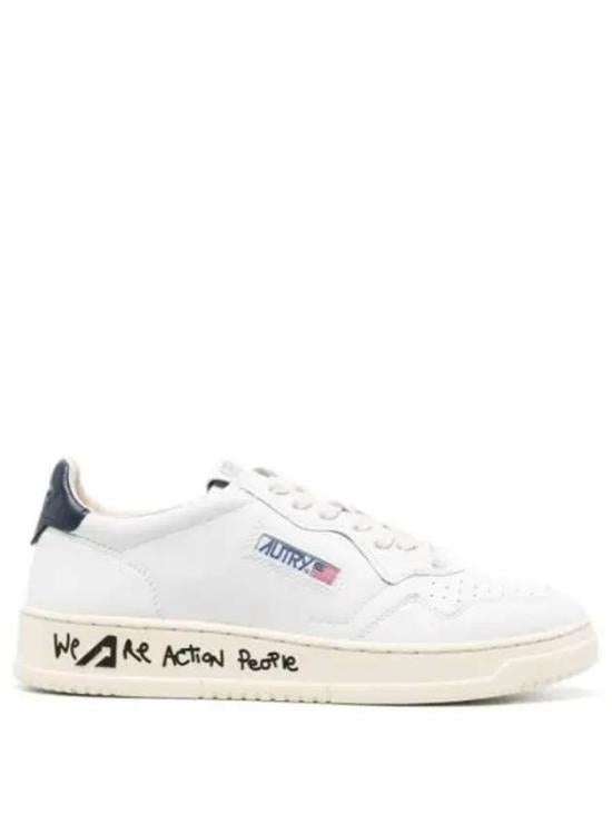 Smooth Leather Low-Top Sneakers with Handwritten Detailing