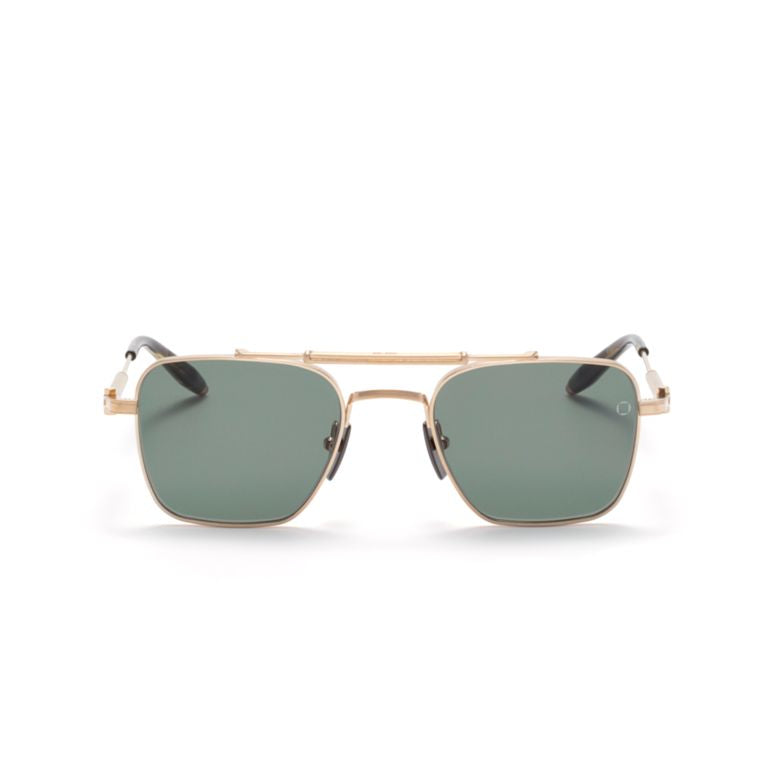 Square-Shaped Gold Frame Sunglasses with Double Bridge Design