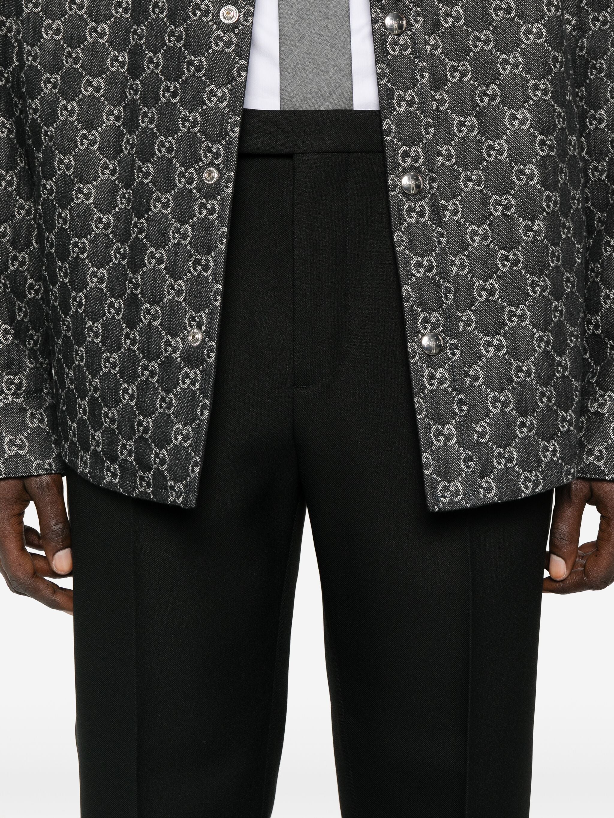 Black Fluid Straight-Leg Tailored Pants