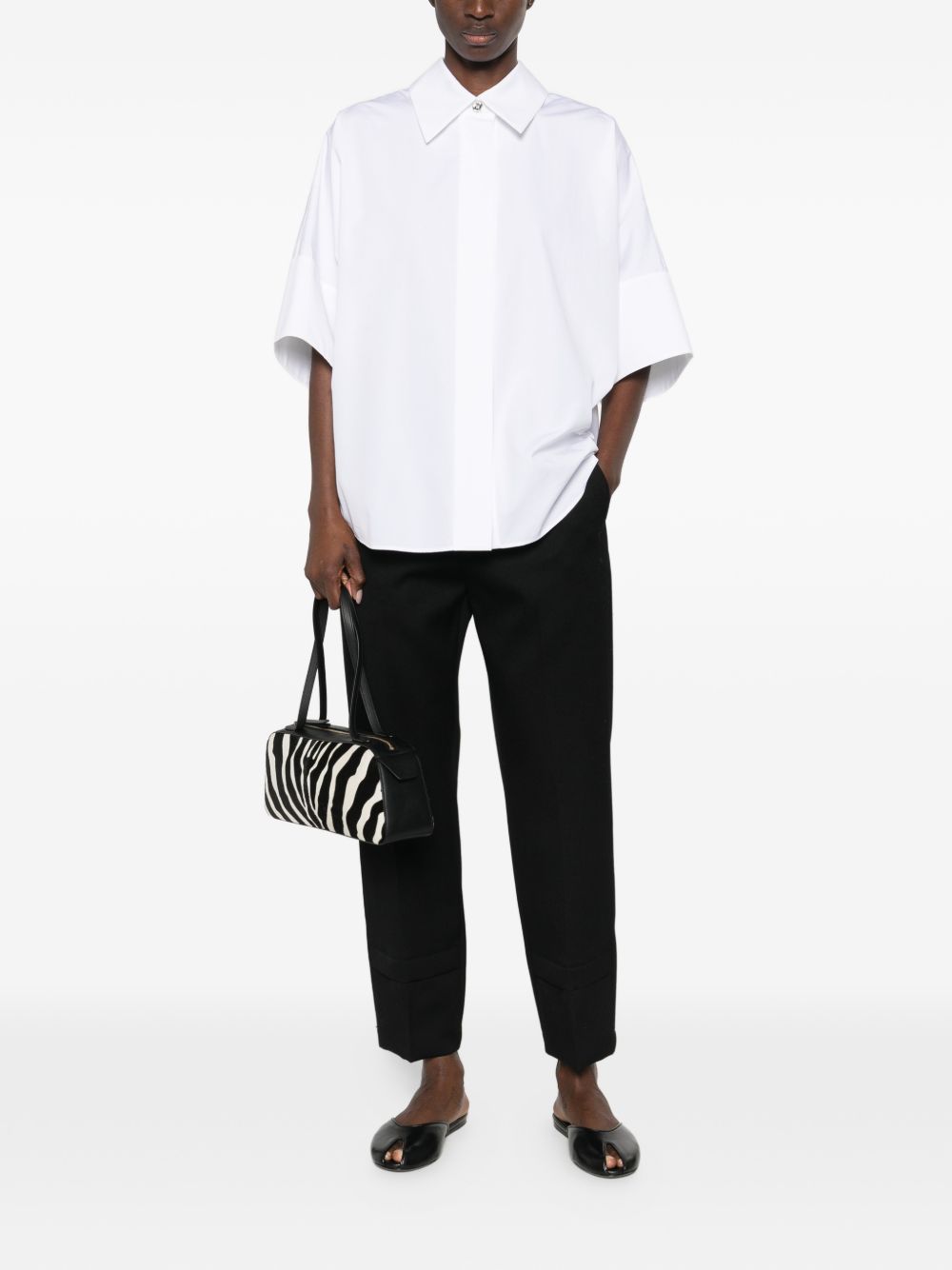 Boxy White Silk and Nylon Top