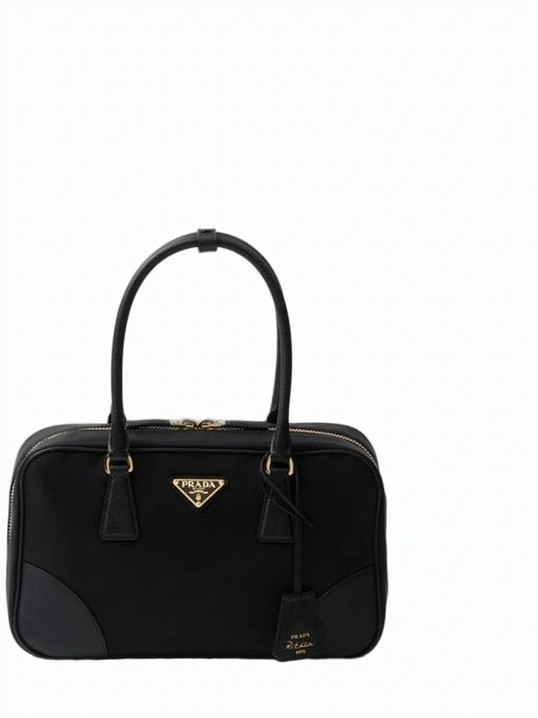 Rectangular Black Shoulder Bag with Leather Accents