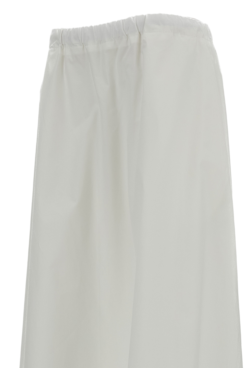 White Long Flared Cotton Skirt