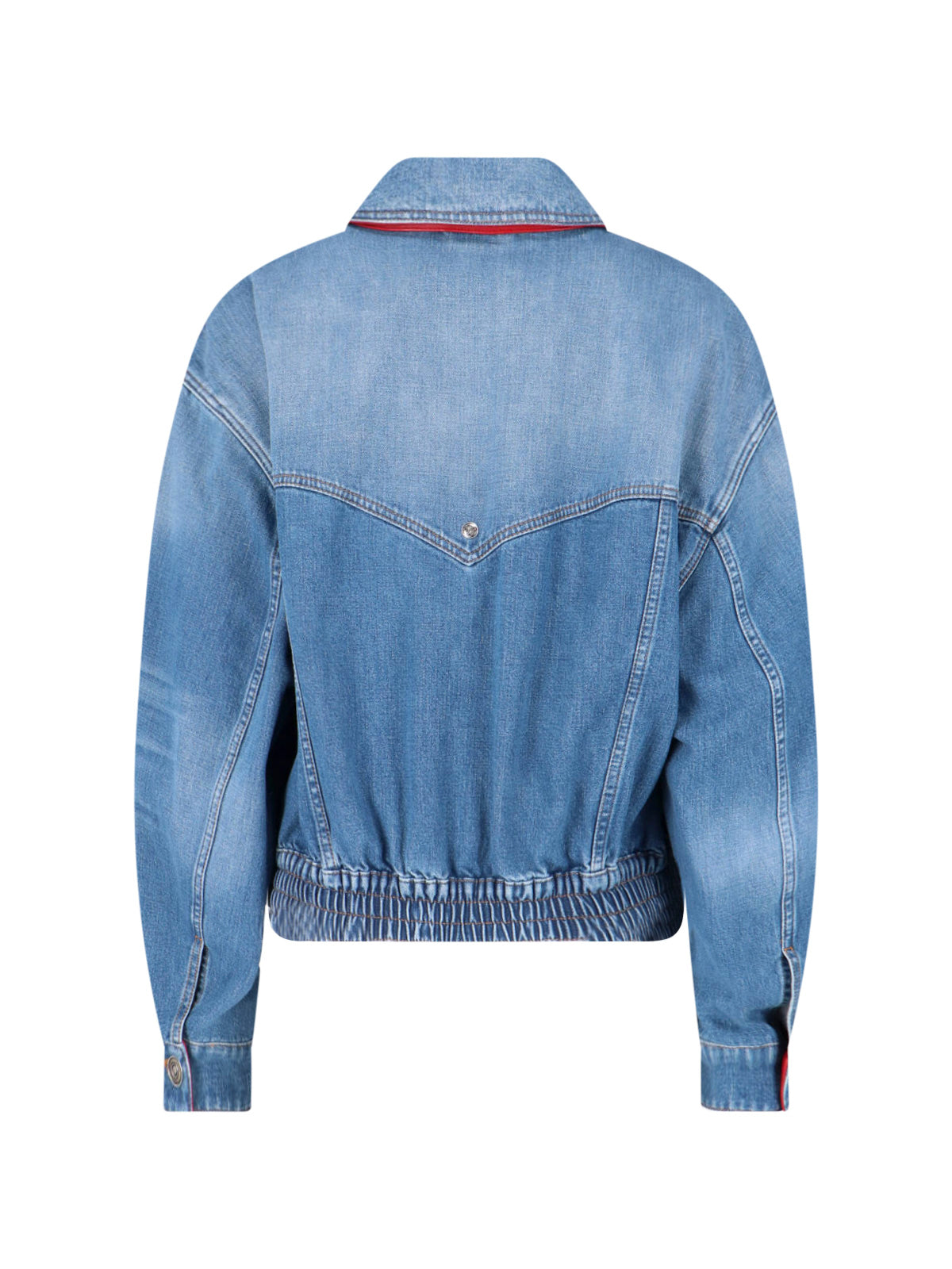 Blue Cotton Denim Signature Details Jacket
