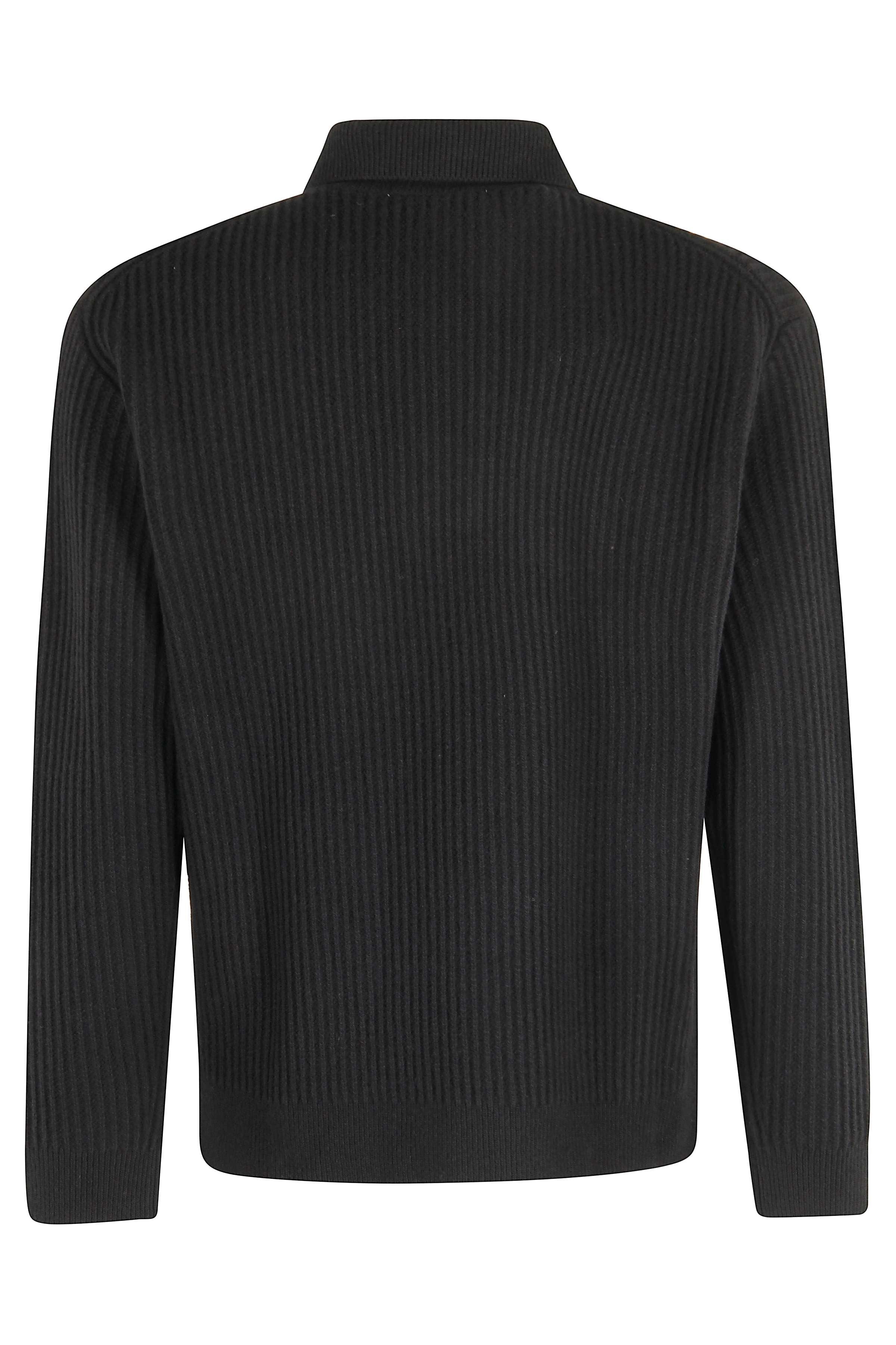 Fox Head Wool Ribbed Polo Jumper