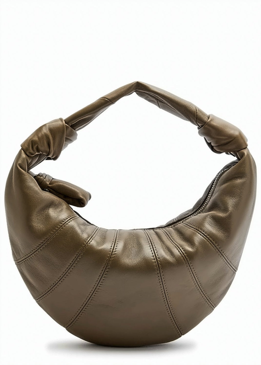 Crescent-Shaped Lambskin Leather Tote Bag