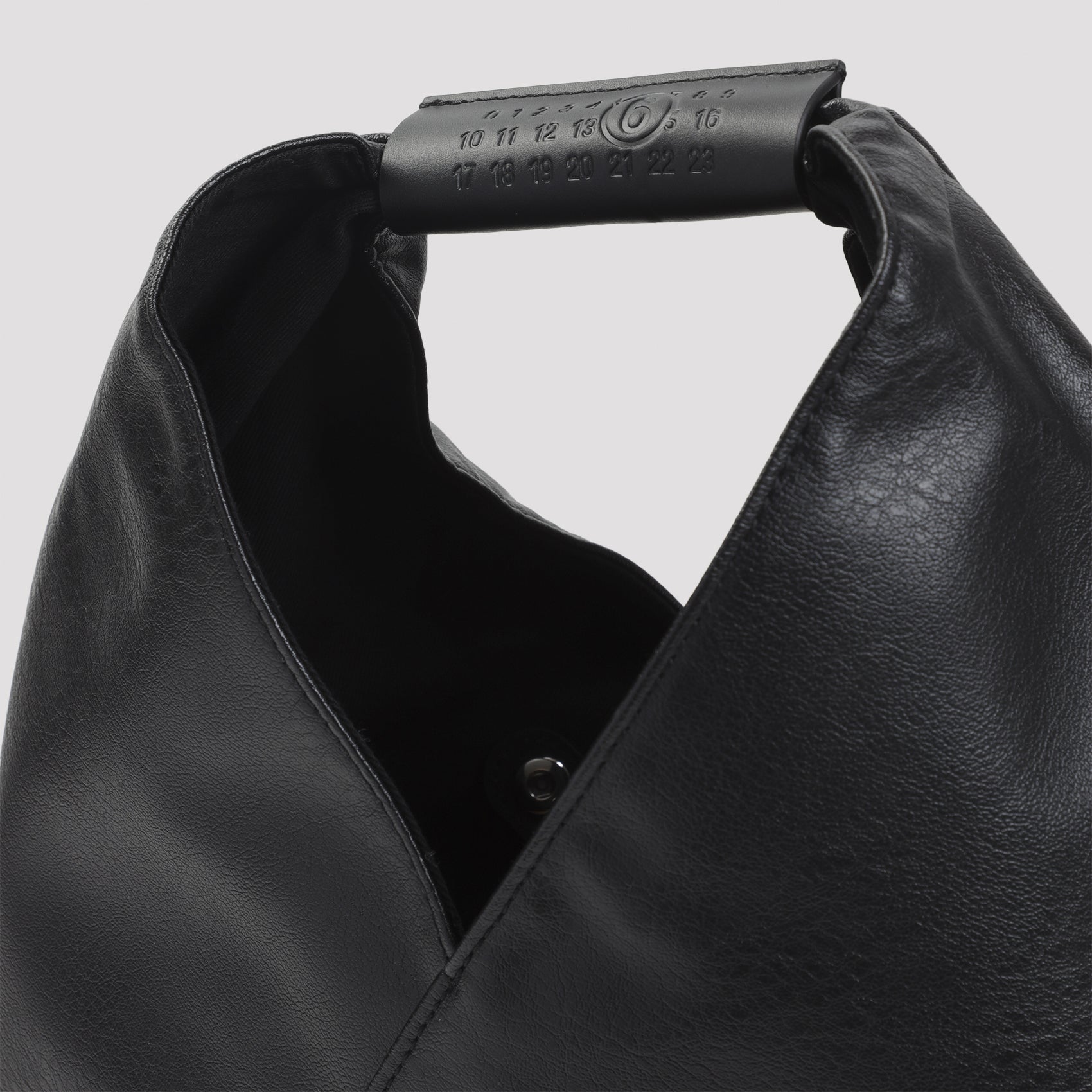 Triangular Black Handbag with Structured Handle