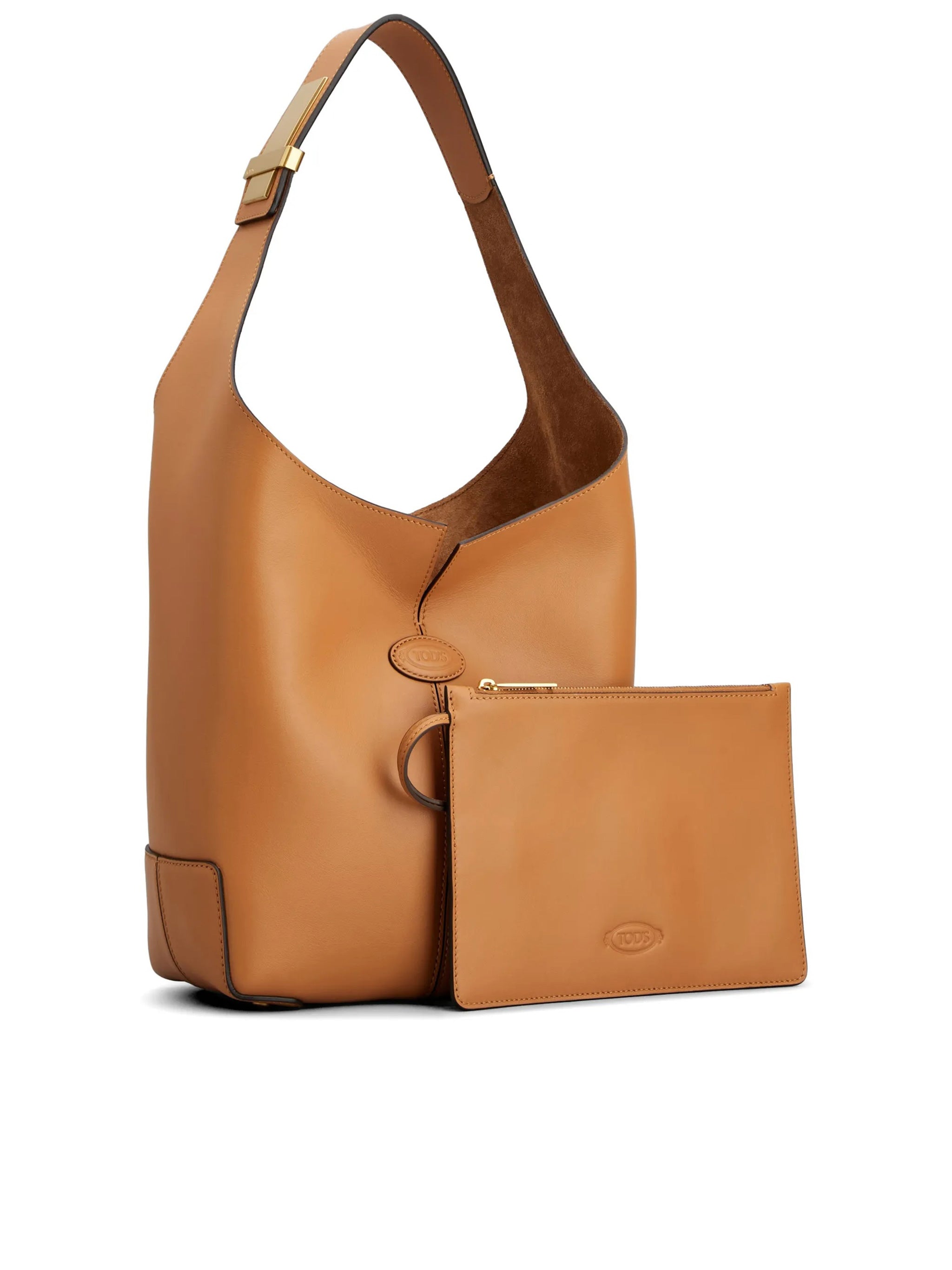 Tan Structured Leather Shoulder Bag