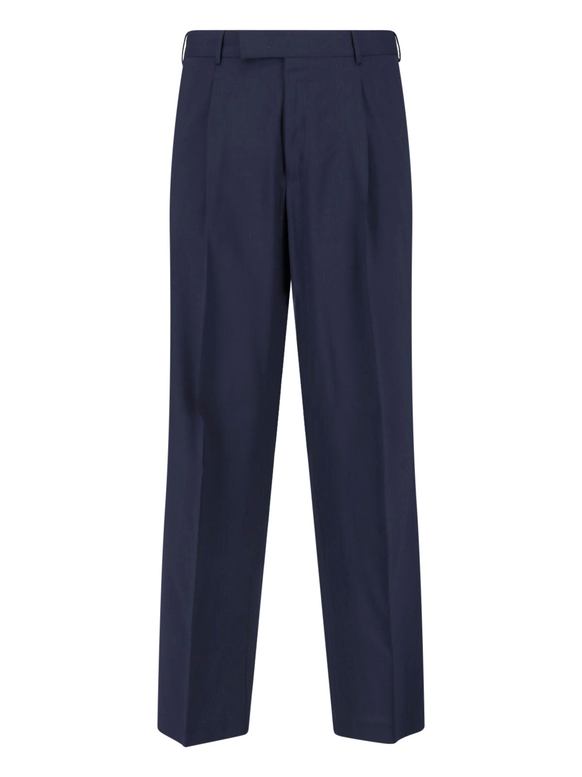 Blue Mid-Rise Straight-Leg Virgin Wool Trousers