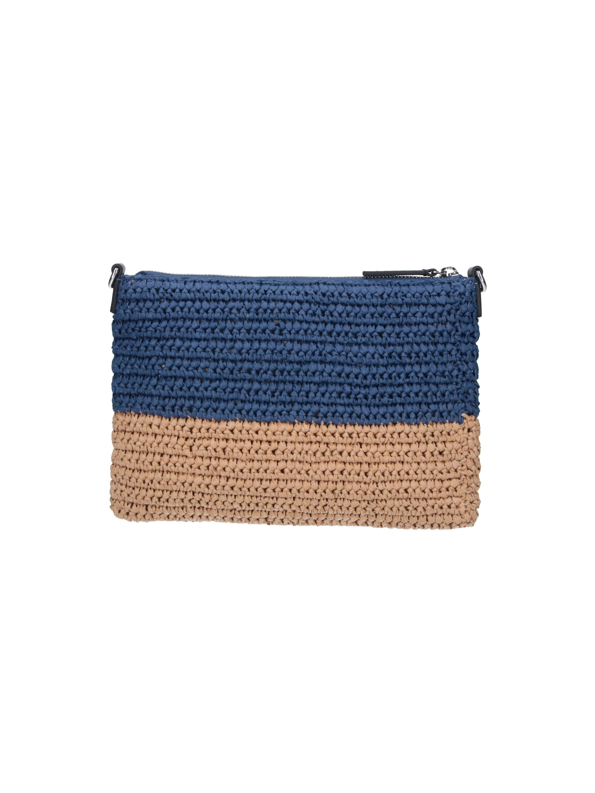 Blue Seaside Two-Tone Raffia Pouch