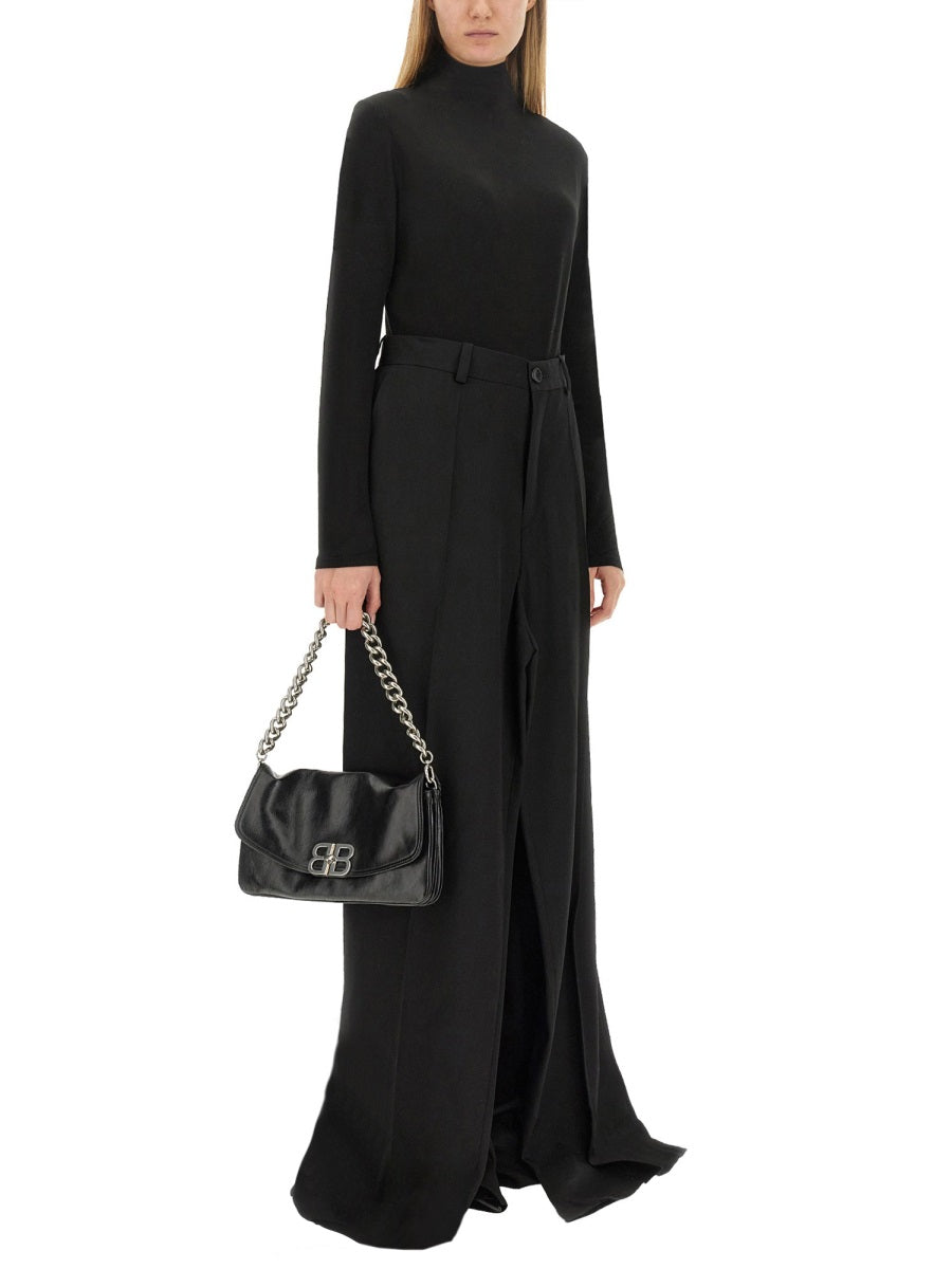 Tailored Double Front Wool Pants with Structured Silhouette