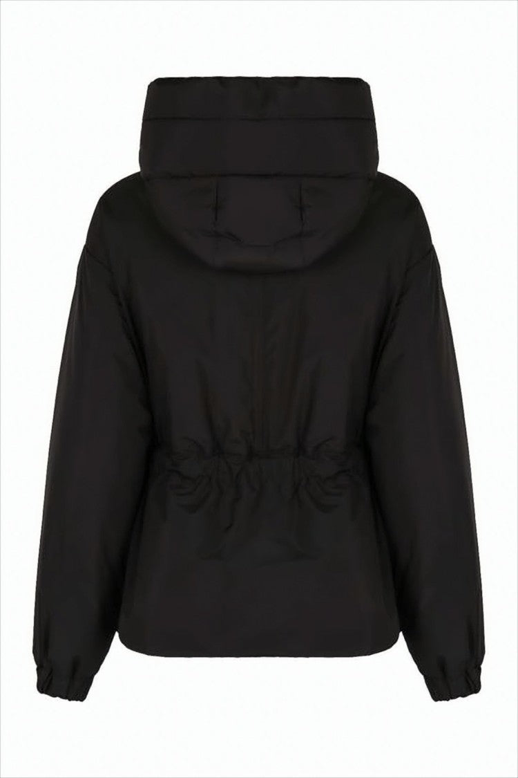 Padded Jacket with High Collar and Belted Waist