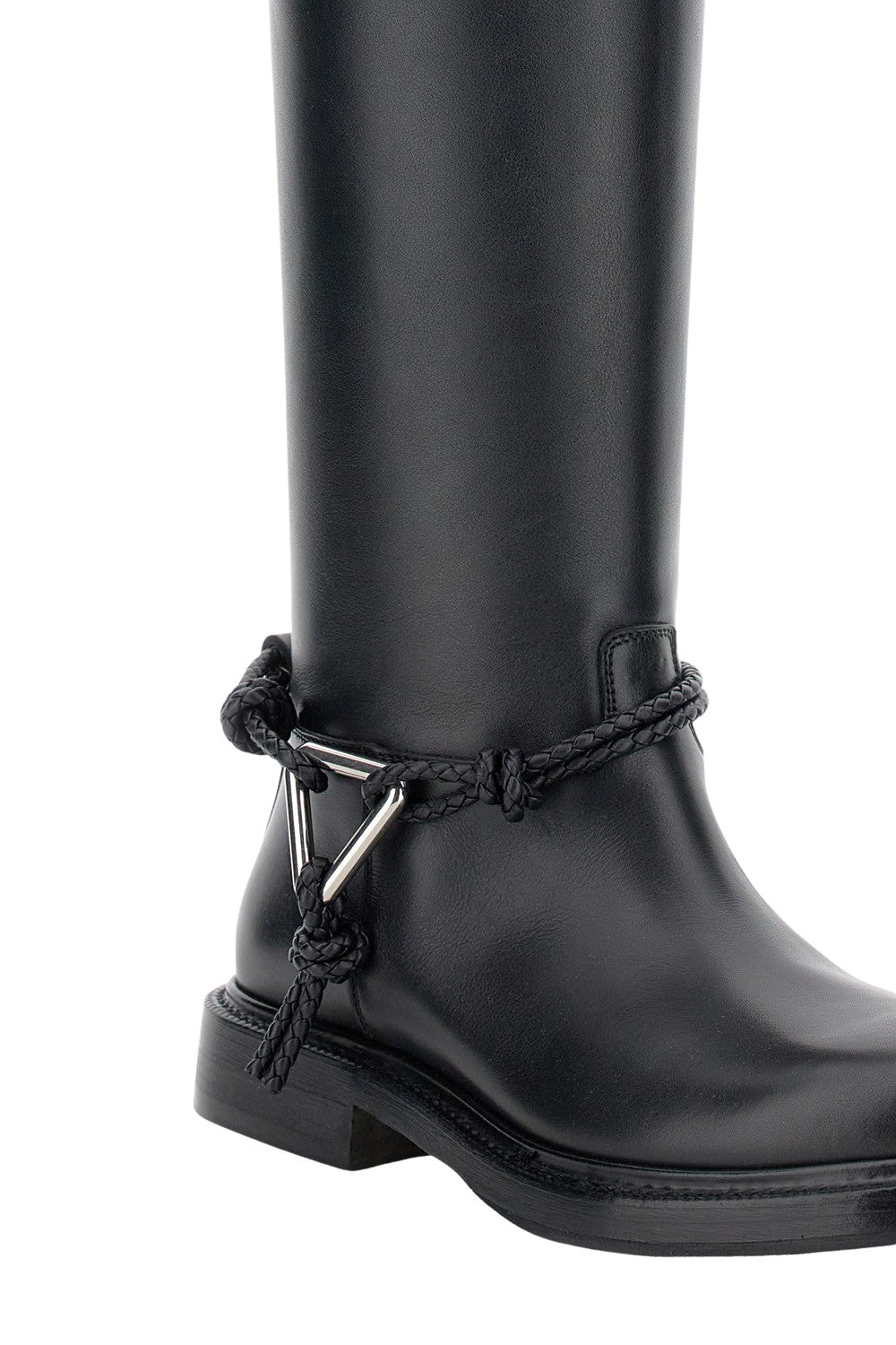 Mid-High Full-Grain Leather Boot With Braided Strap