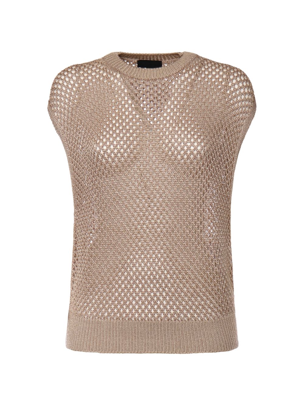 Sleeveless Open-Weave Sweater In Natural Tone