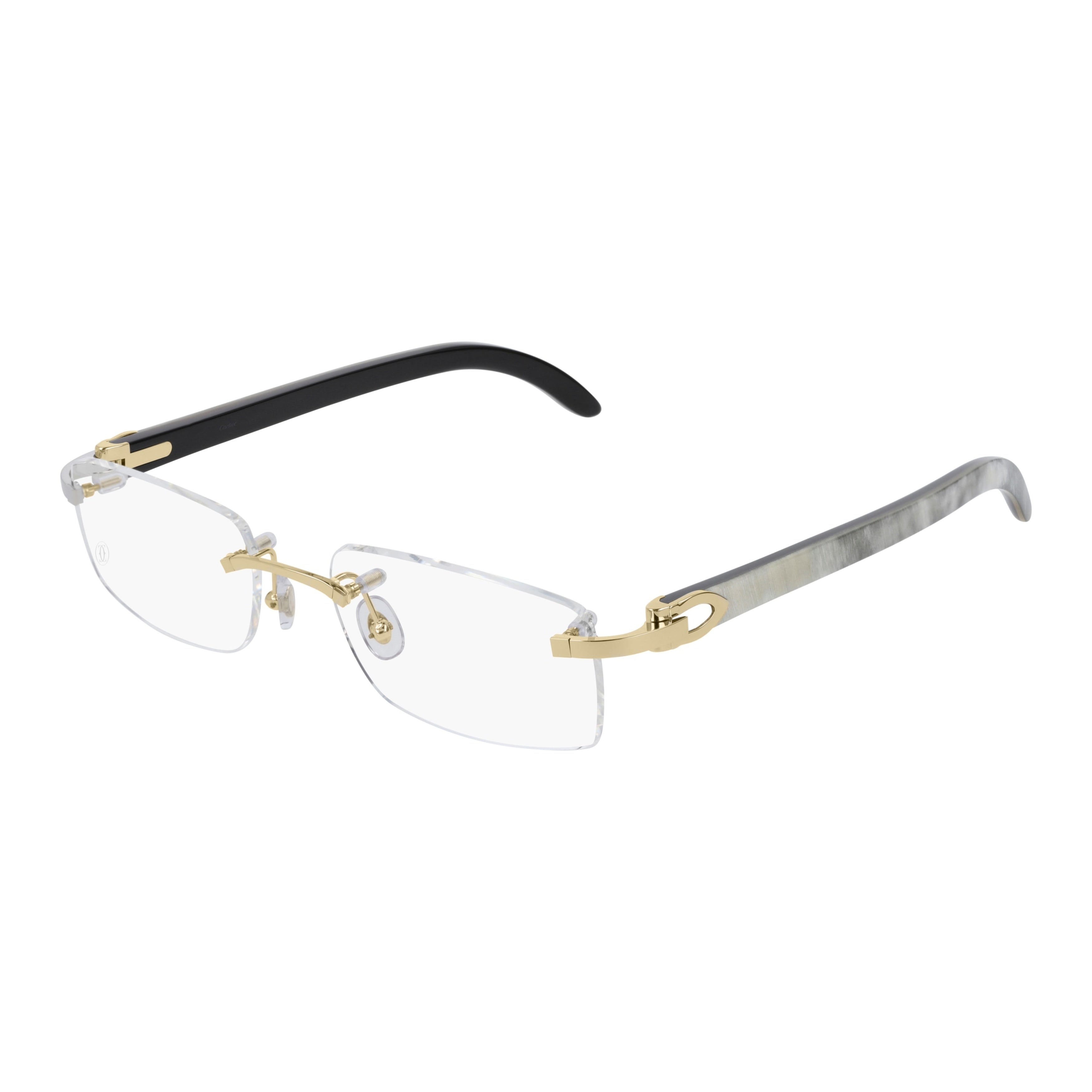Rimless Eyeglasses With Gold-Tone Accents And Unique Temple Design
