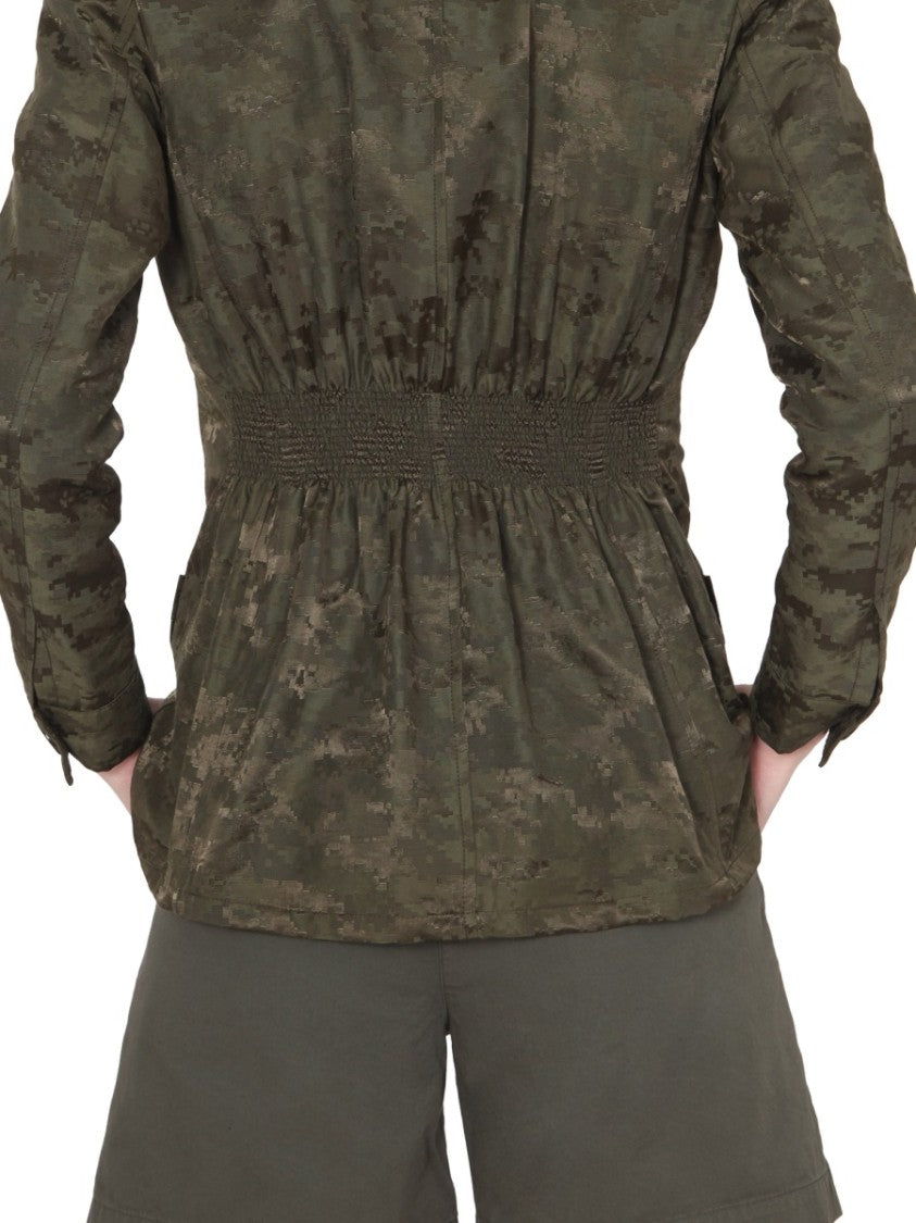 Green Camouflage Patterned Regular Fit Jacket