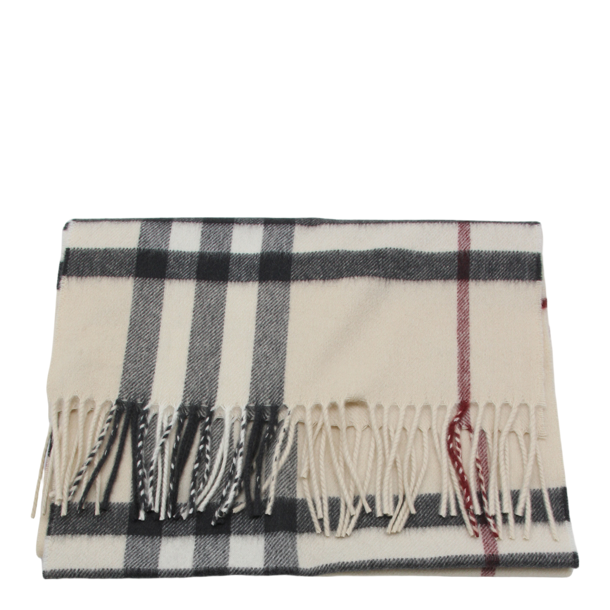 Classic Check Pattern Scarf with Fringed Edges