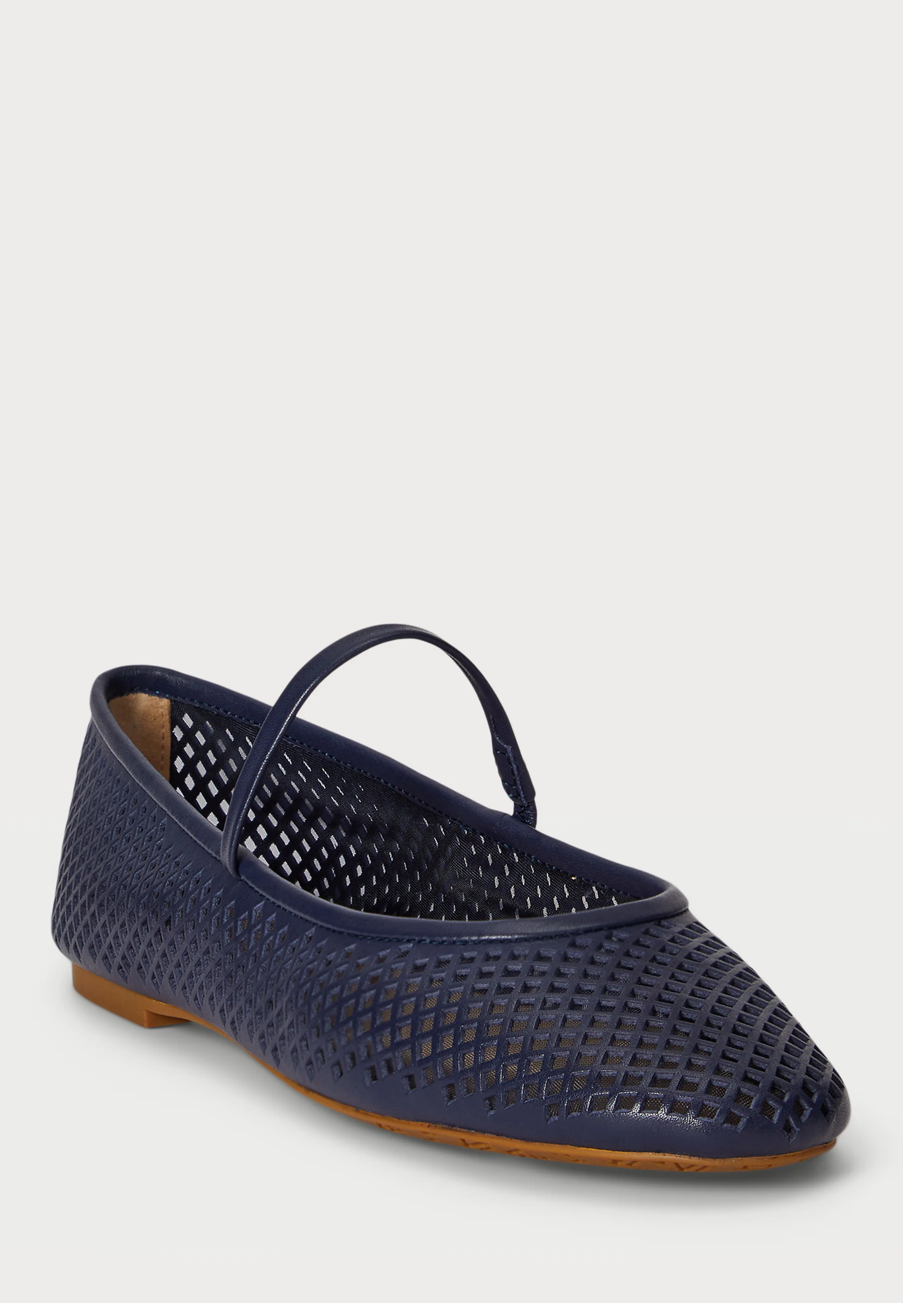 Navy Blue Perforated Ballerina Flats