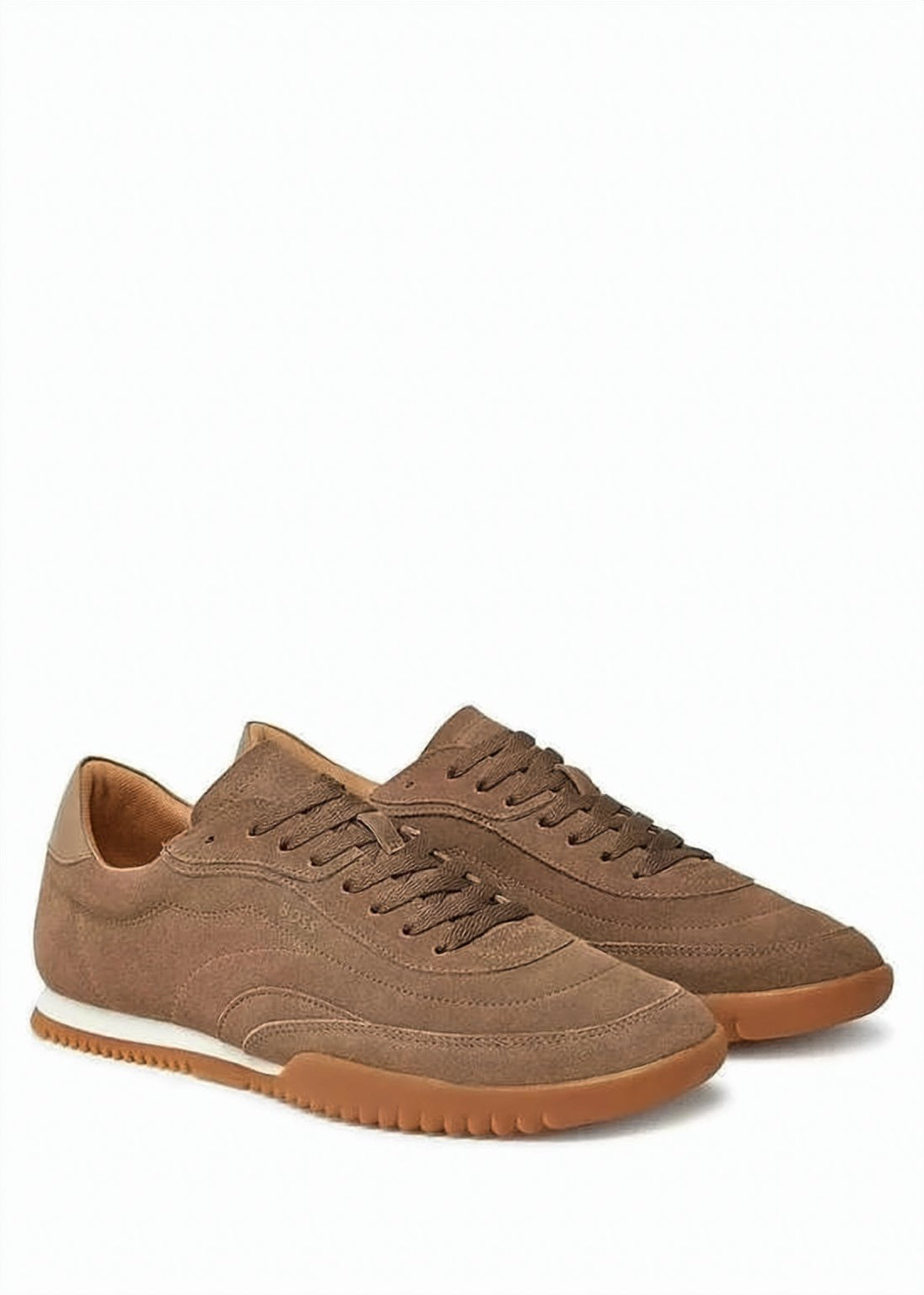 Suede-Finish Brown Cowhide Sneakers