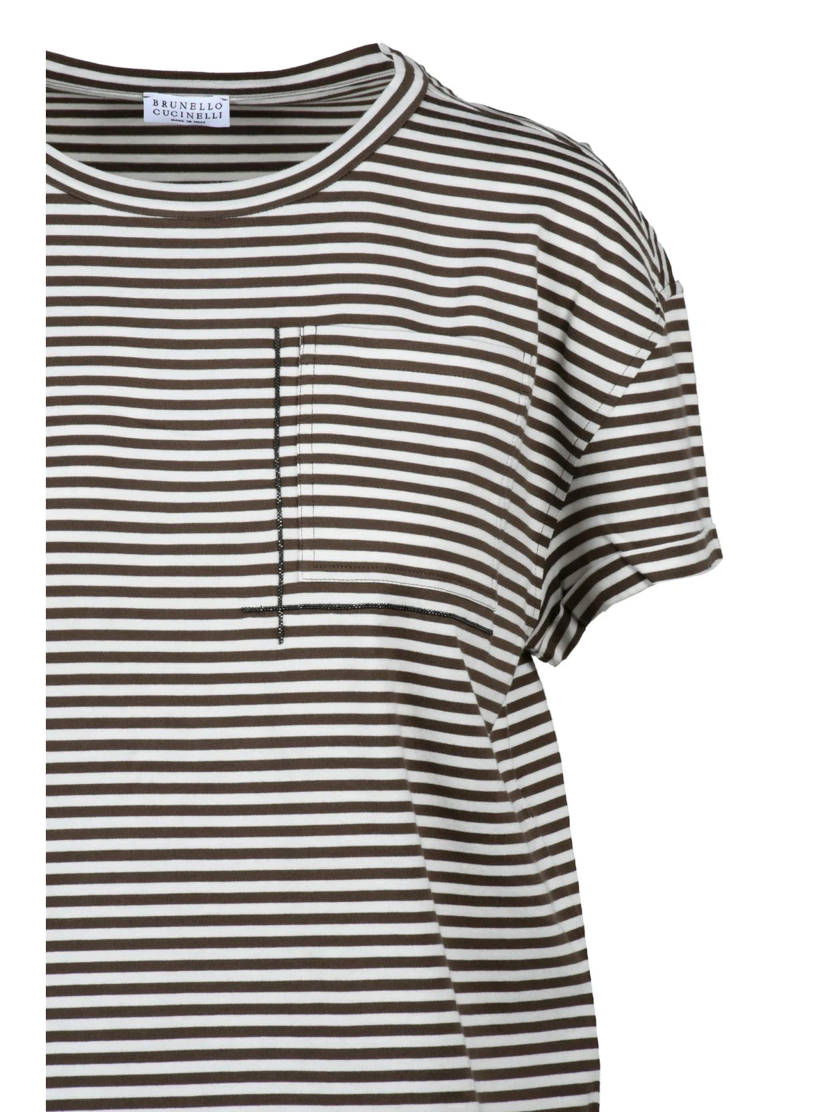 White/Brown Cotton Women T-shirt