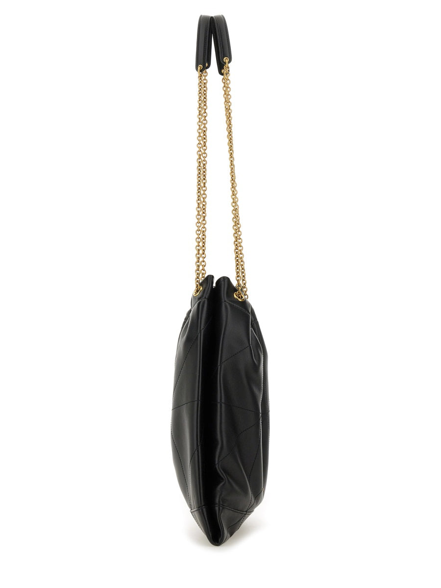 Quilted Lambskin Drawstring Shoulder Bag With Chain Straps