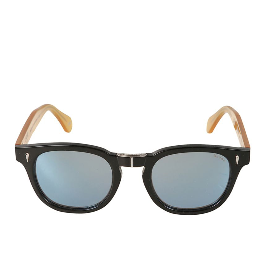 Woody Flag Square Frame Sunglasses with Reflective Blue Lenses