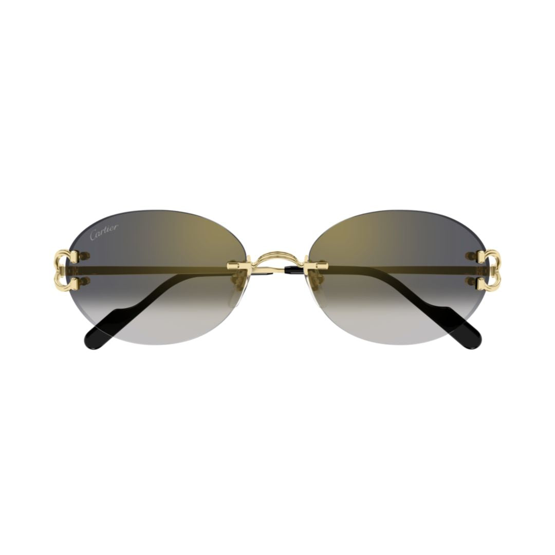 Rimless Oval Gradient Sunglasses With Gold Bridge