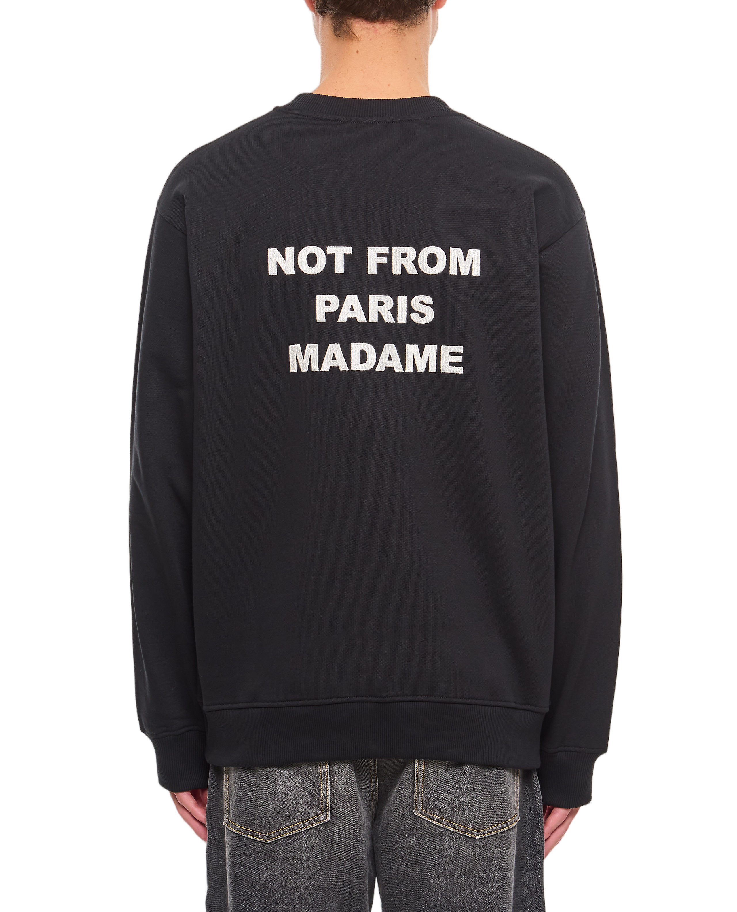 Black Slogan Heavyweight Cotton Crew-Neck Sweatshirt