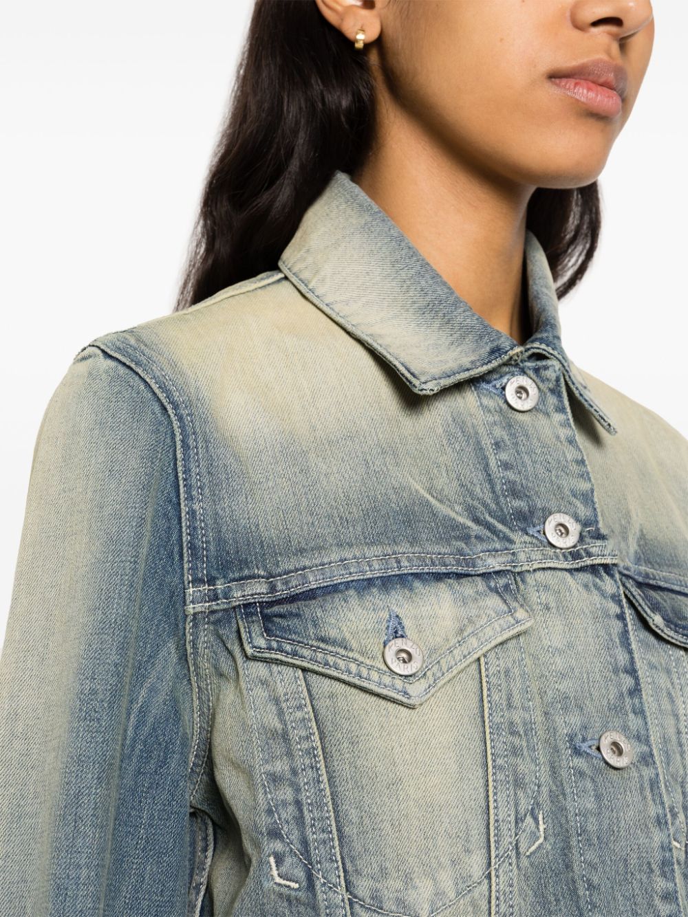 Indigo Blue Washed Denim Cropped Jacket
