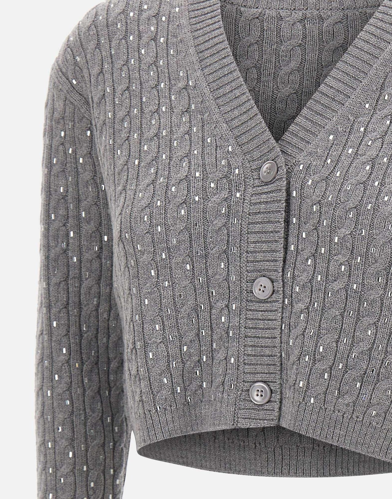 Classic Cable Knit Cardigan With V-Neckline