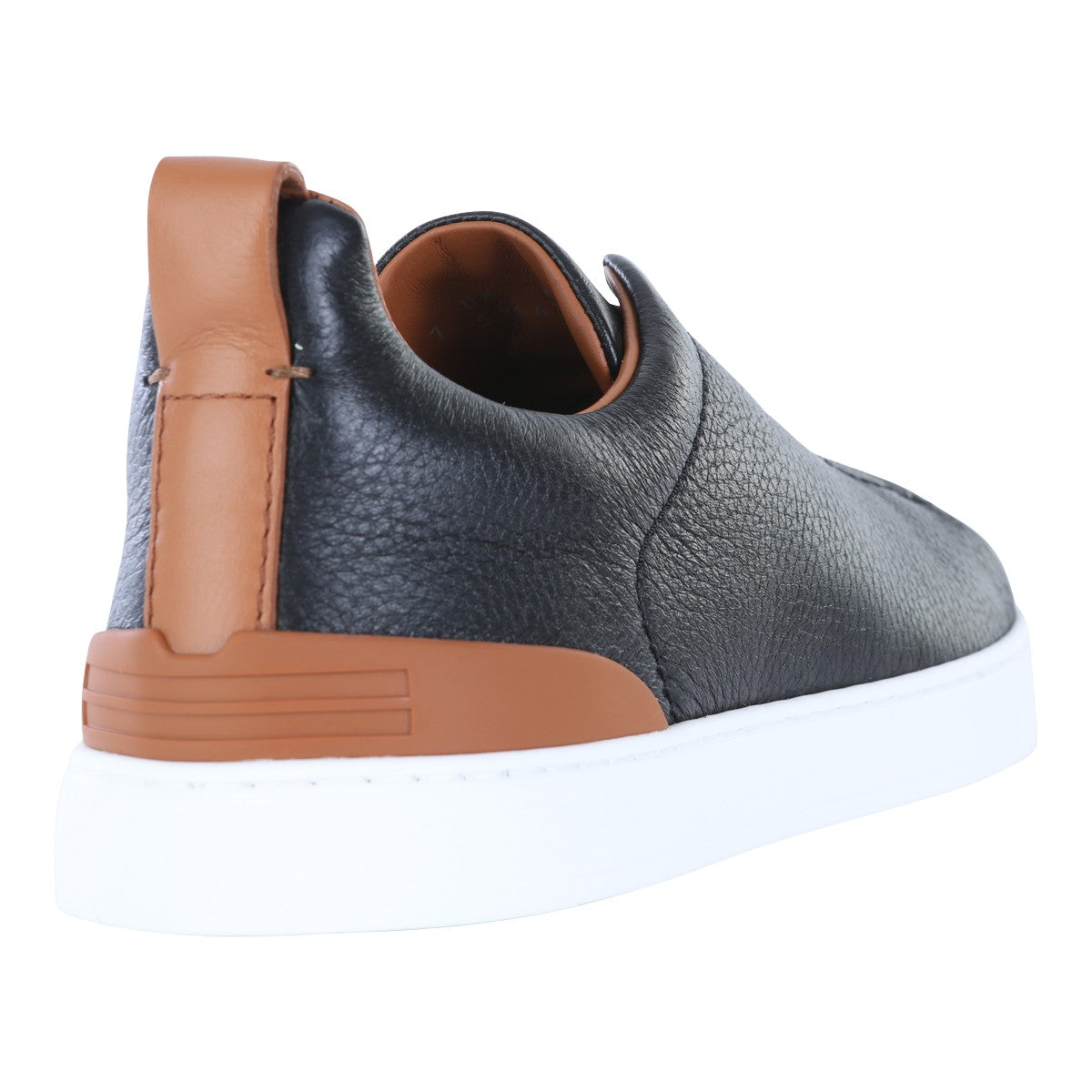 Textured Black Leather Sneakers