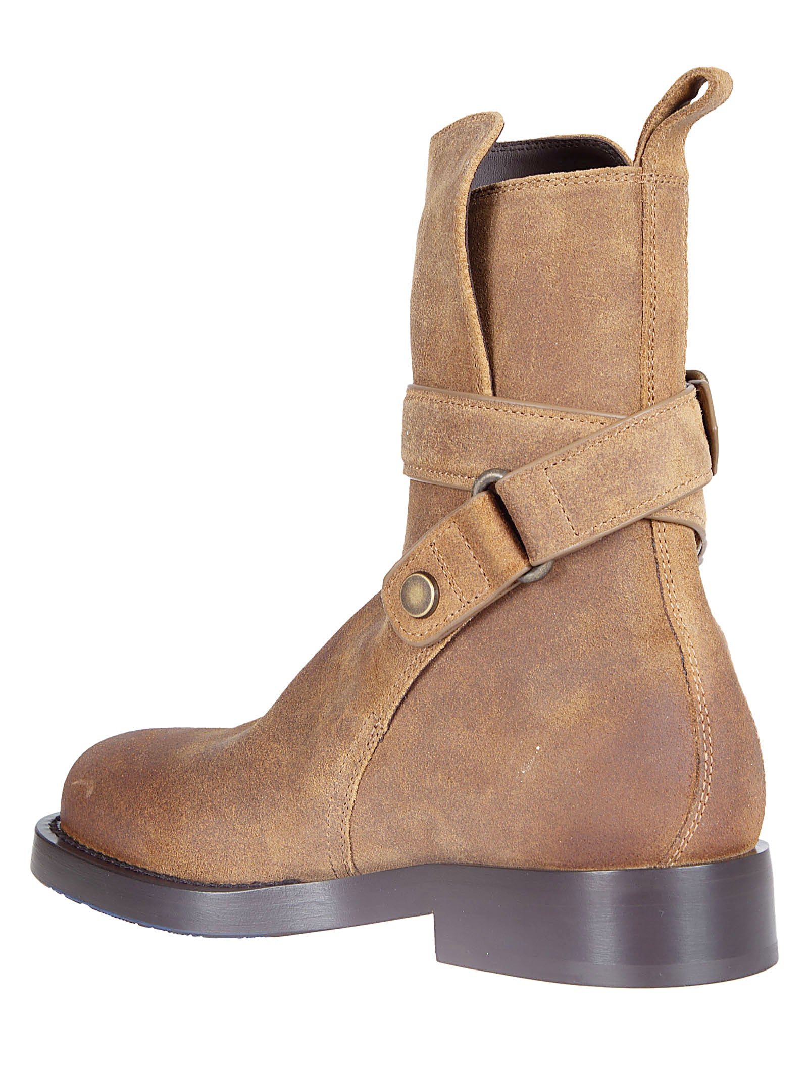 Round Toe Ankle Boots with Adjustable Straps and Metal Buckles