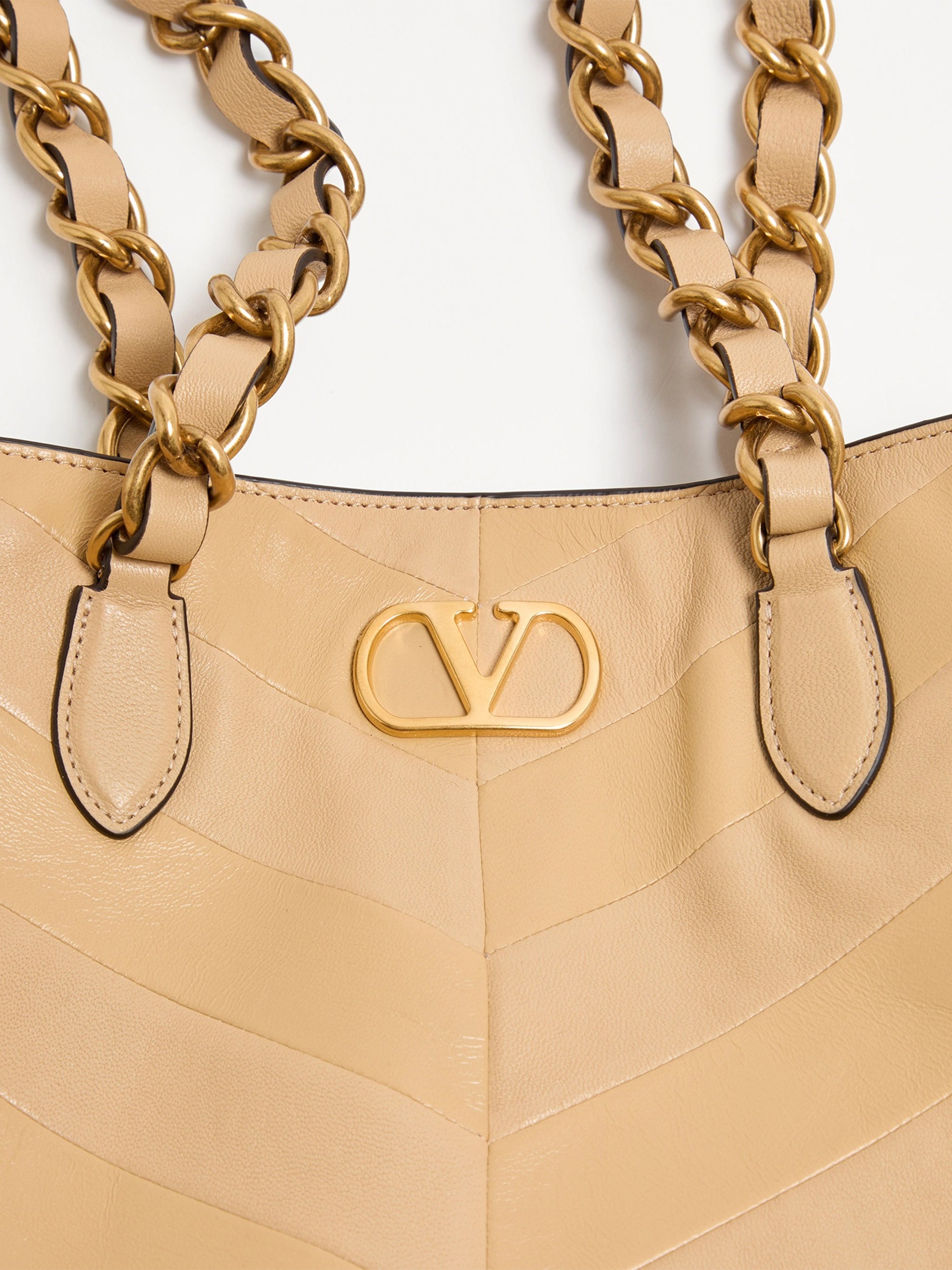 Black Laseine Chevron Quilted Nappa Tote