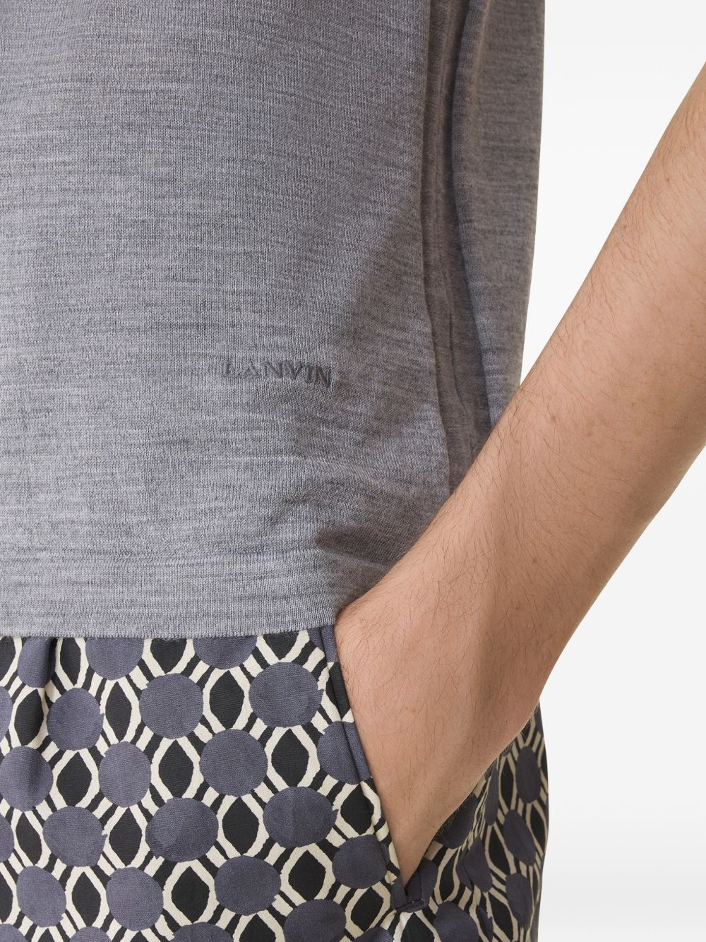 Grey Short Sleeve Polo Shirt with Button Detail