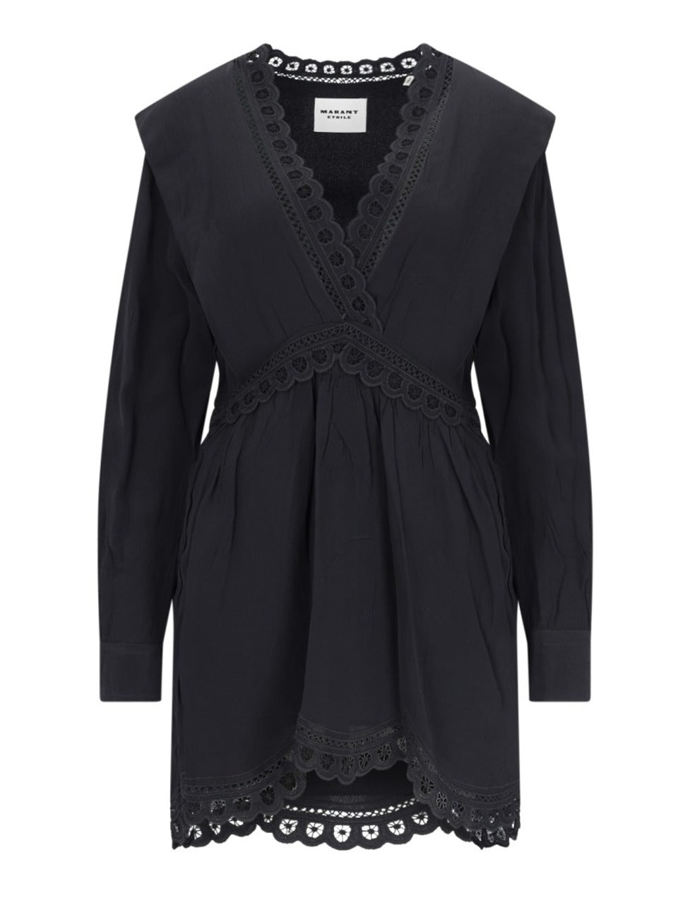 Lace Mini Dress In Black Viscose Crepe