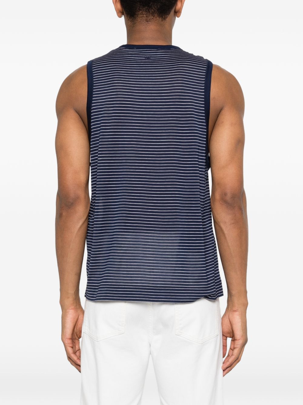 Blue White Striped Sleeveless T-Shirt